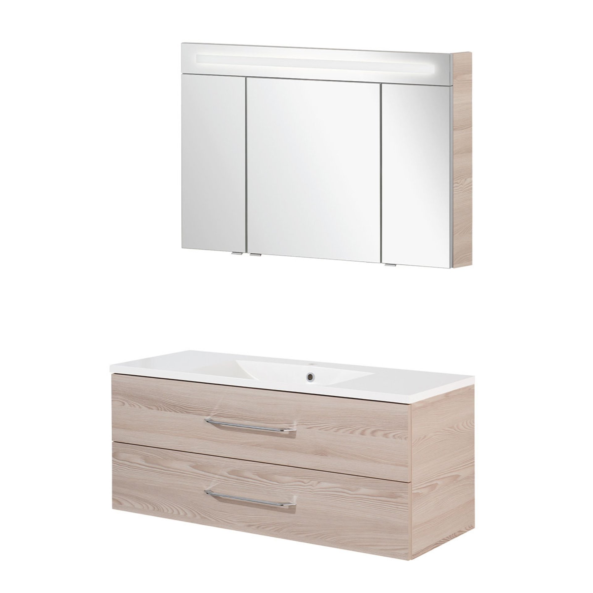 Fackelmann B.CLEVER Badmöbel Set 3-teilig 120 cm, Braun hell