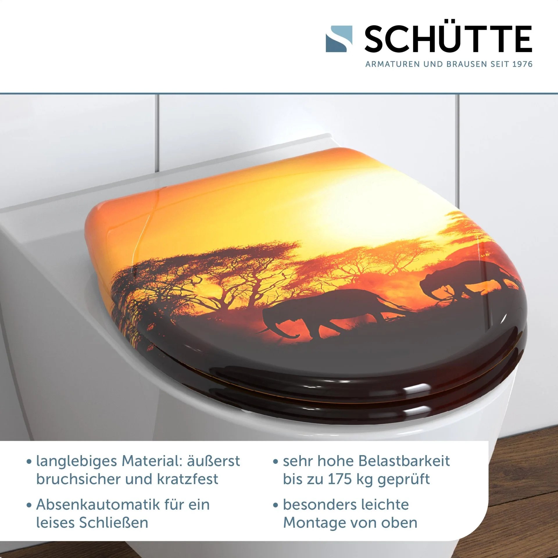 SCHÜTTE AFRICA WC-Sitz, Kunststoff, mit Absenkautomatik und Schnellverschluss