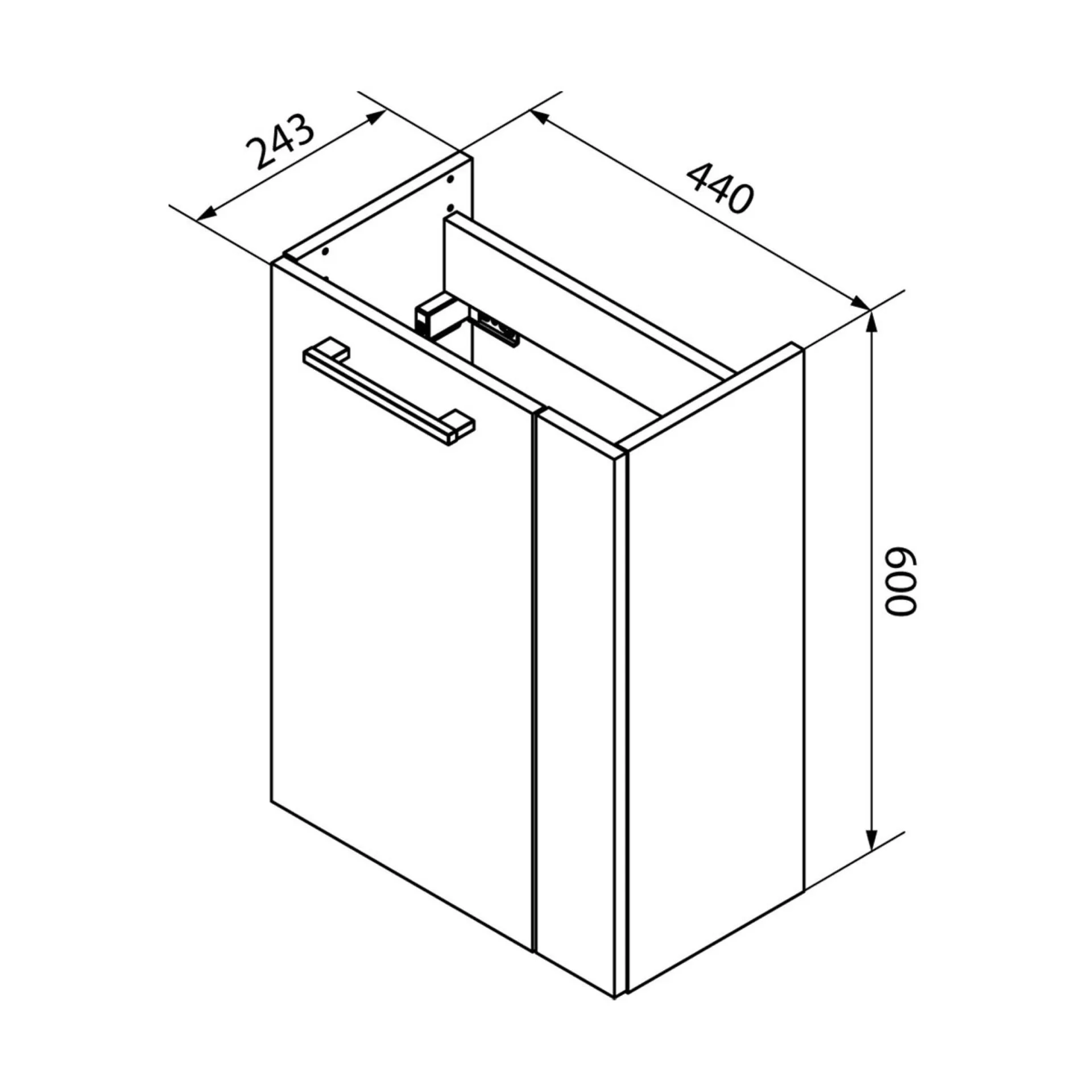 FACKELMANN SBC STANFORD Waschbeckenunterschrank Gäste WC 45 cm breit, Weiß/Braun hell, Türanschlag links