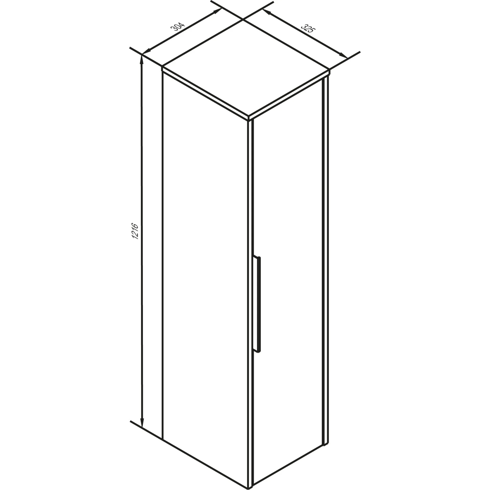 LANZET VIDRO Midischrank 30 cm breit, Braun/Marmor, Grau Türanschlag rechts