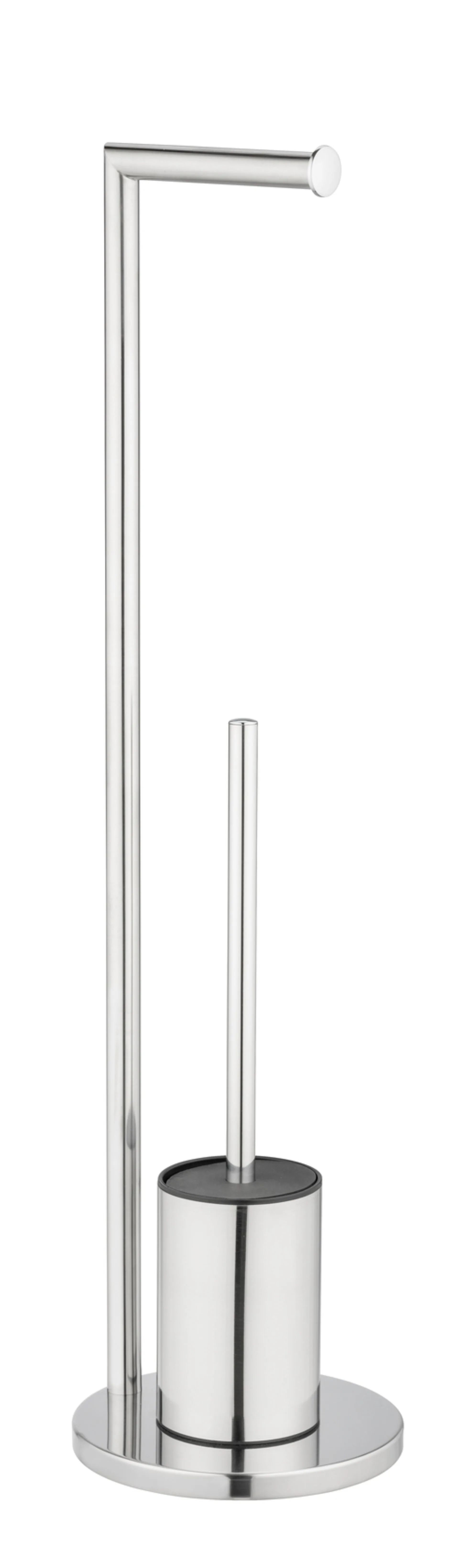 WENKO FERLA WC-Garnitur, Silber glänzend, mit Toilettenpapierhalter, stehend