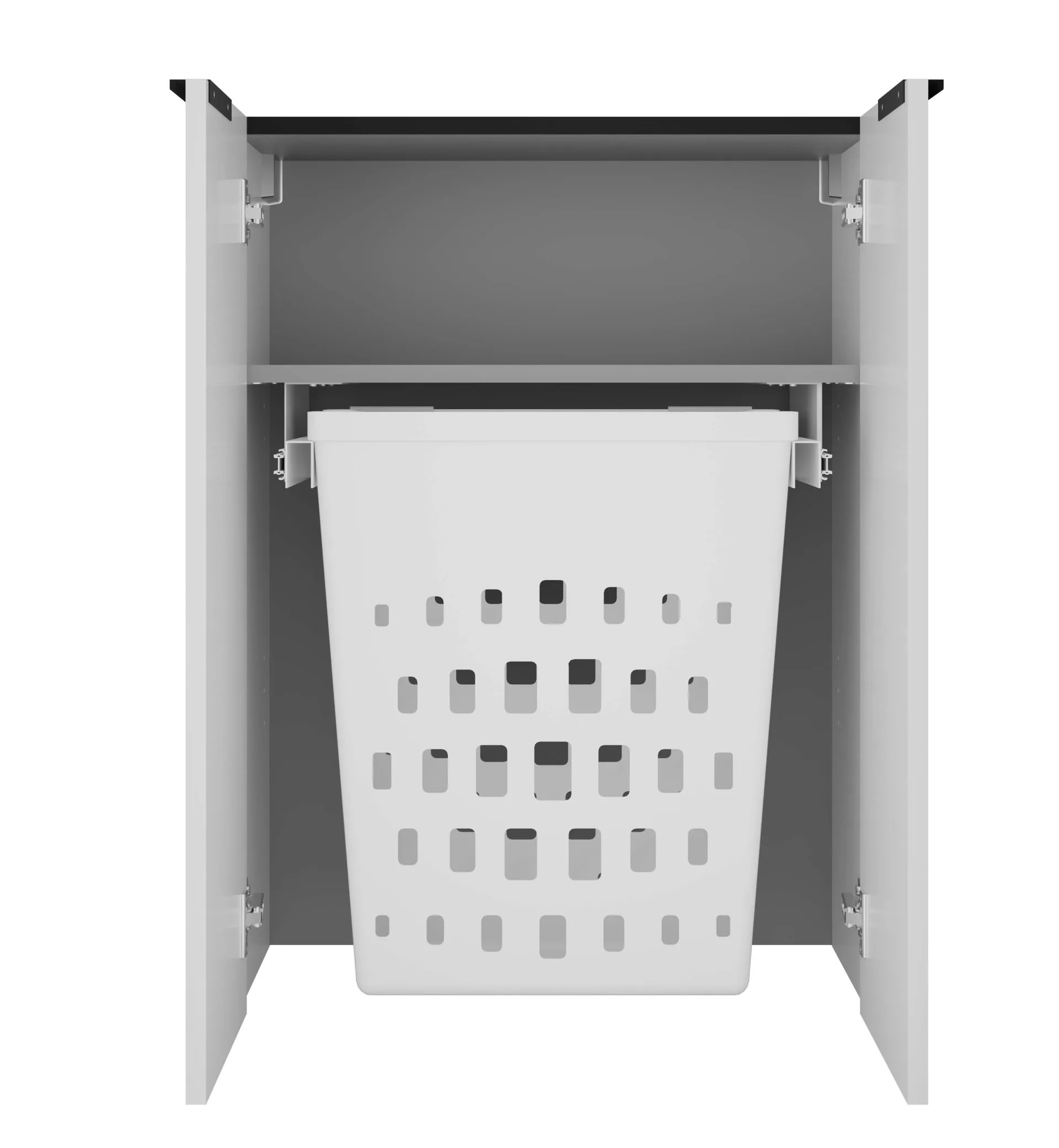 FACKELMANN FLAIR Doppel Midischrank 63 cm breit, Weiß/Anthrazit mit Wäschekorb