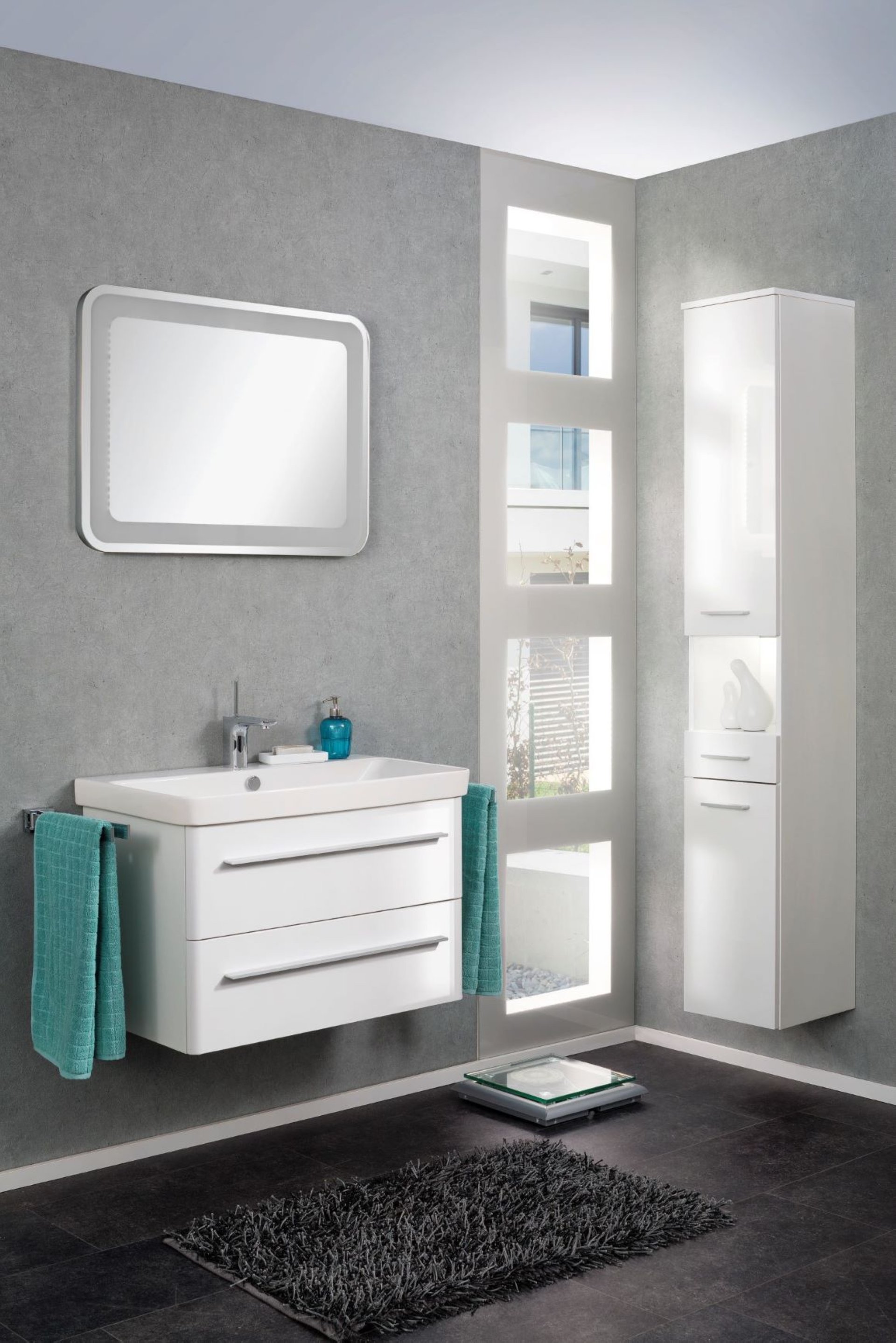 Lanzet Hochschrank mit Nische 30 cm, rechts, Weiß