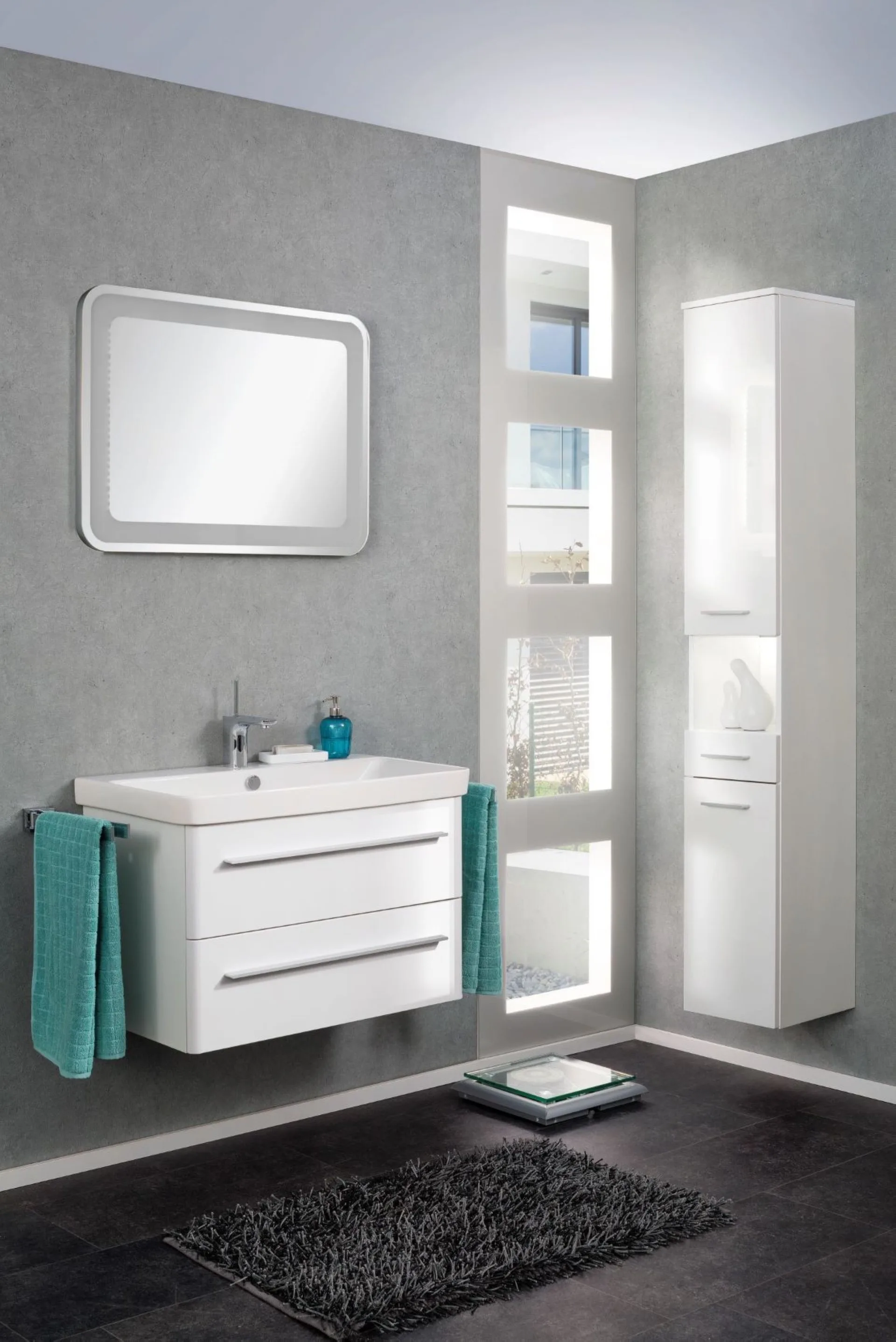 LANZET Hochschrank 30 cm breit, Weiß, Türanschlag rechts + Schublade + Nische