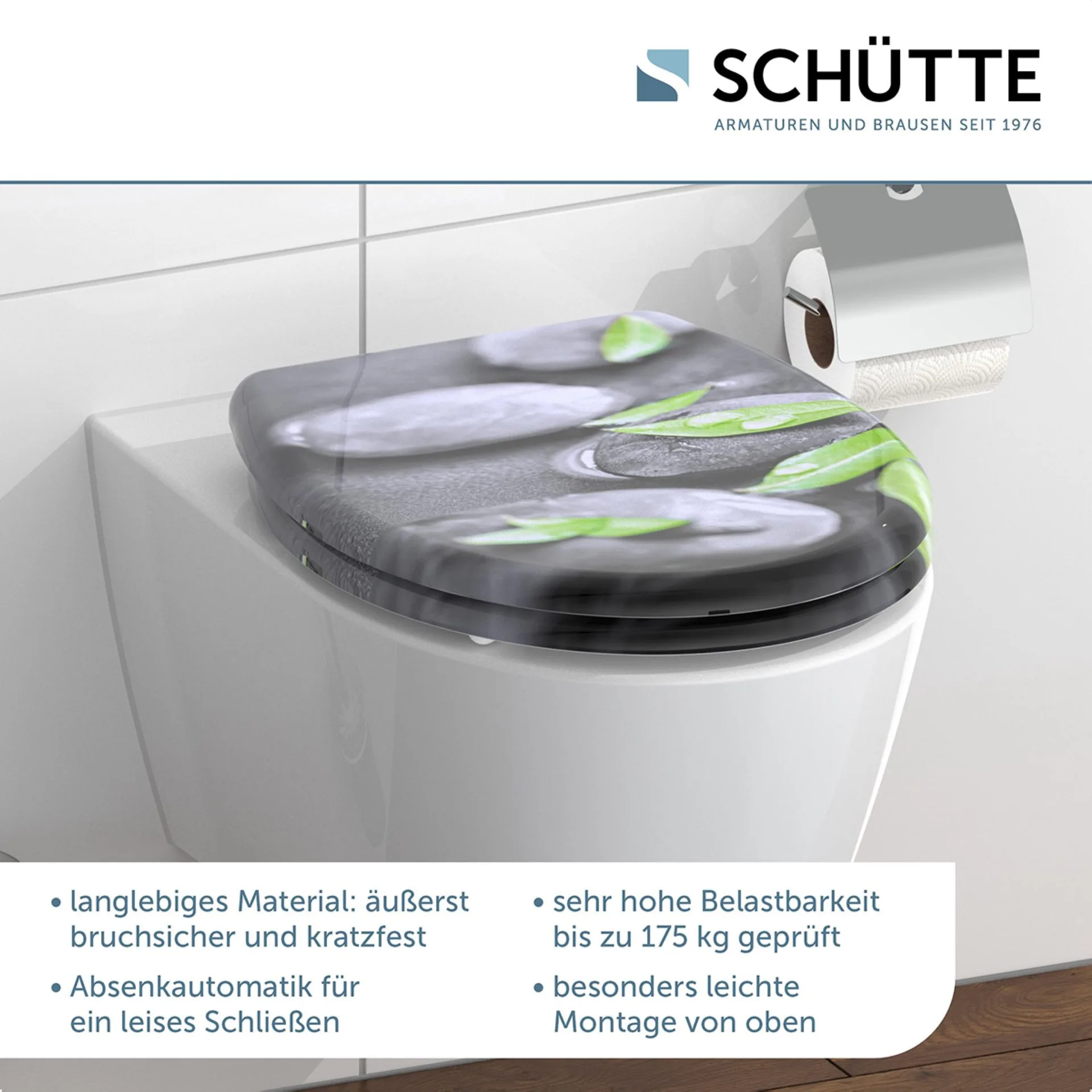 Schütte STONE WC-Sitz, mit Absenkautomatik und Schnellverschluss, Duroplast
