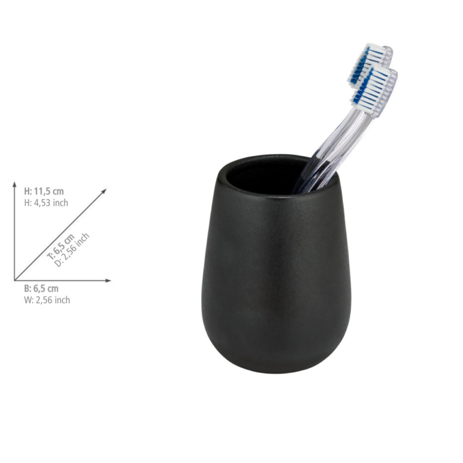 WENKO NERNO Accessoire Set, Schwarz, Zahnputzbecher, Seifenspender, Keramik