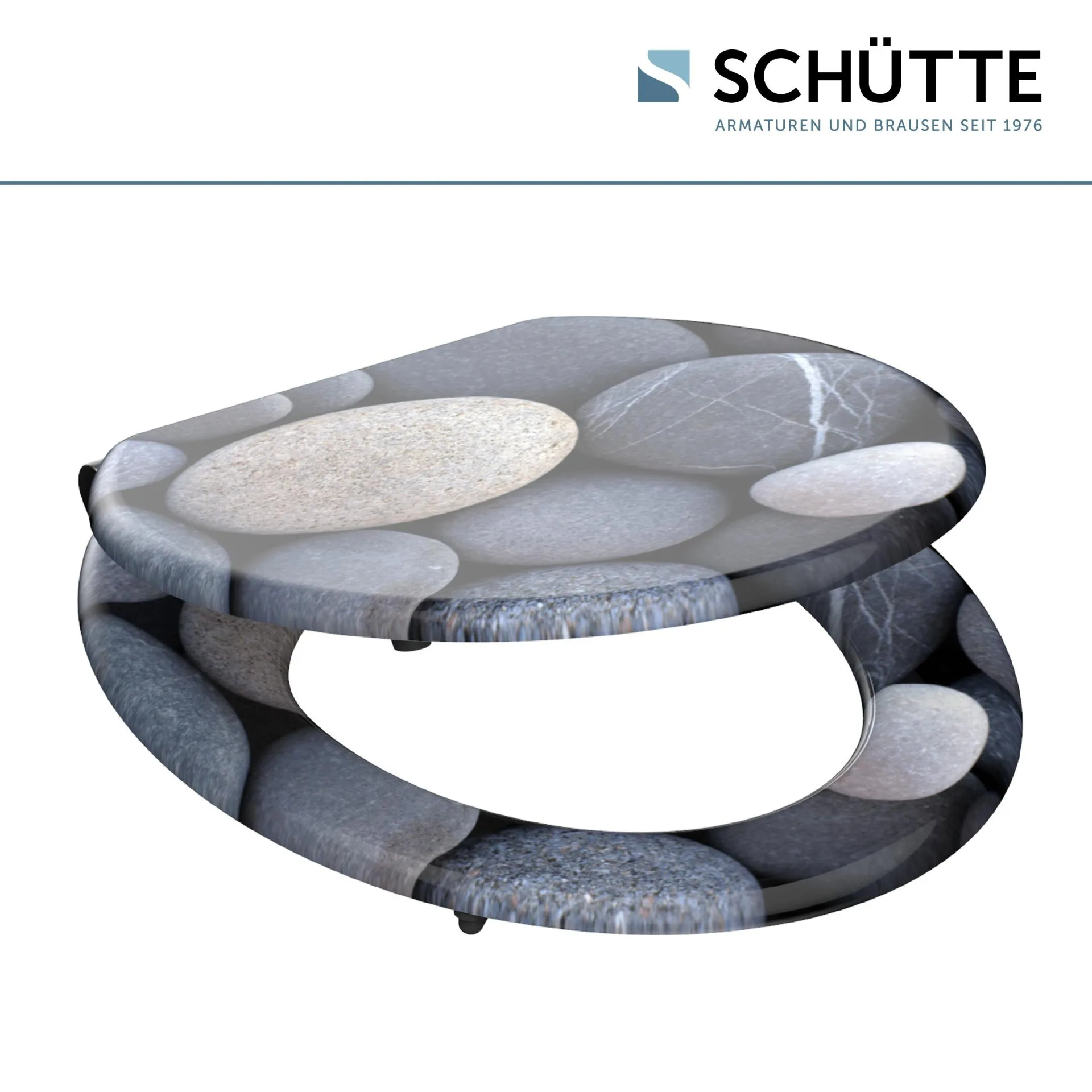 SCHÜTTE GREY STONES WC-Sitz, Grau, MDF, mit Absenkautomatik