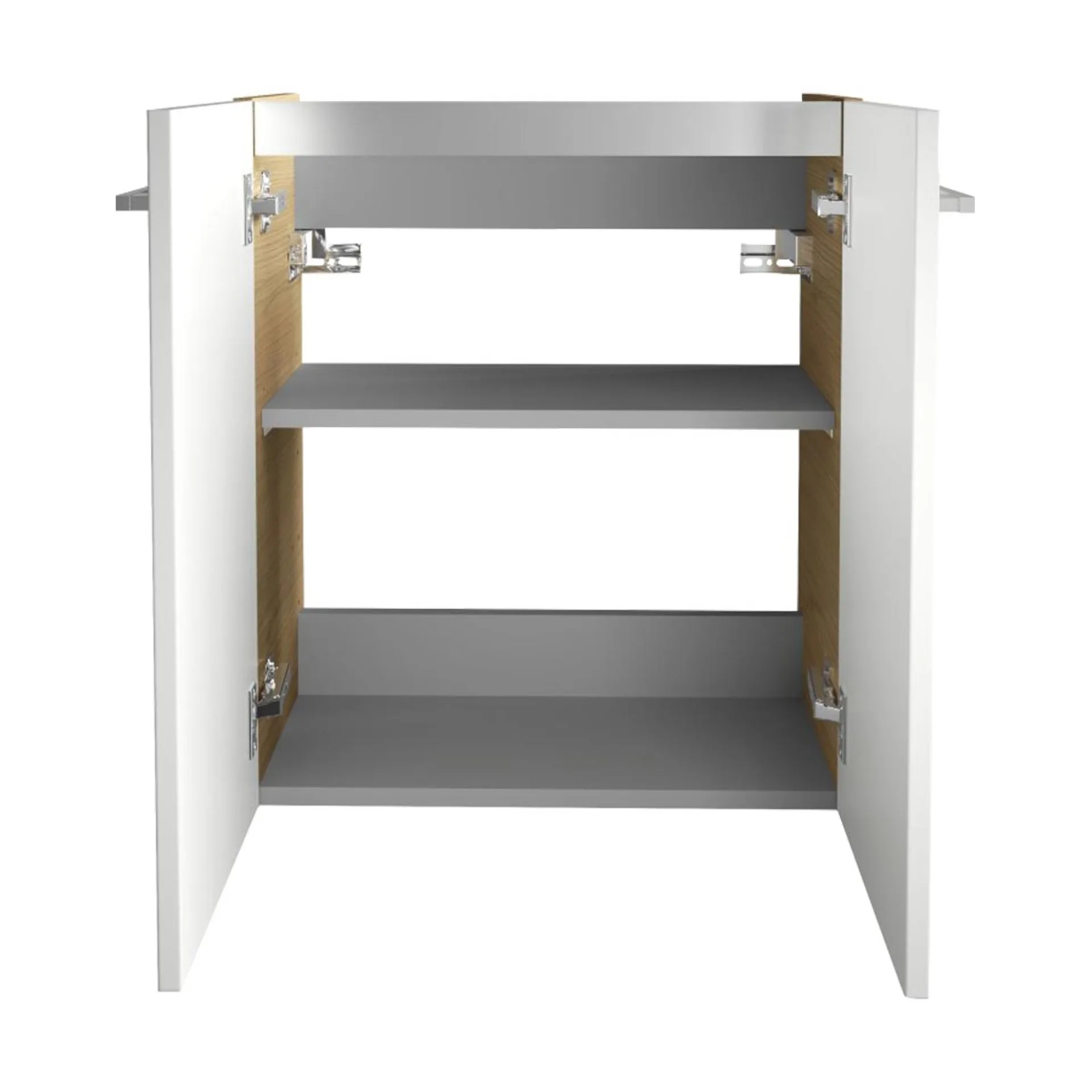 FACKELMANN SBC B.STYLE Waschbeckenunterschrank Gäste WC 55 cm breit, Weiß/Braun, 2 Türen