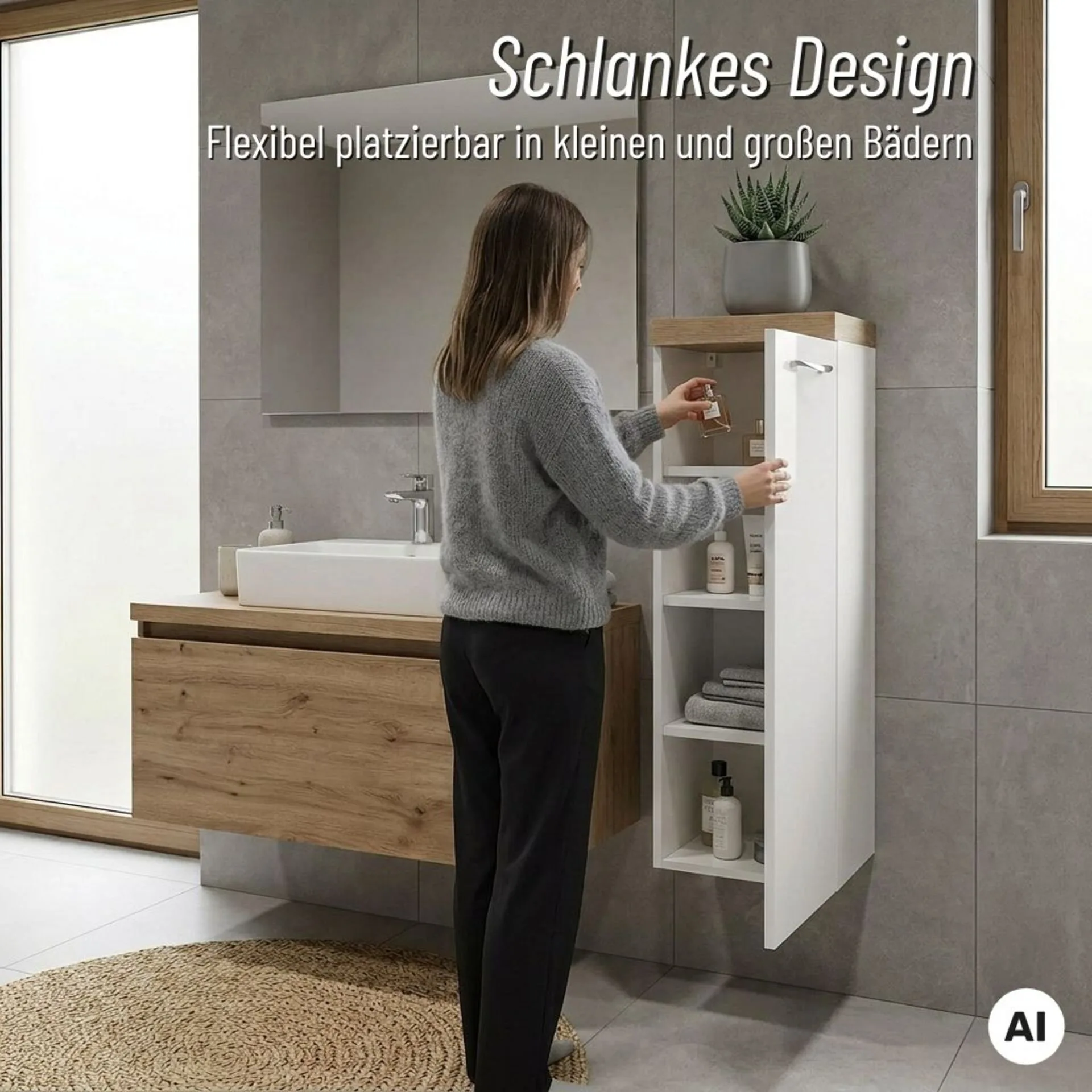 BADEDU OKA Midischrank 33 cm breit, Weiß