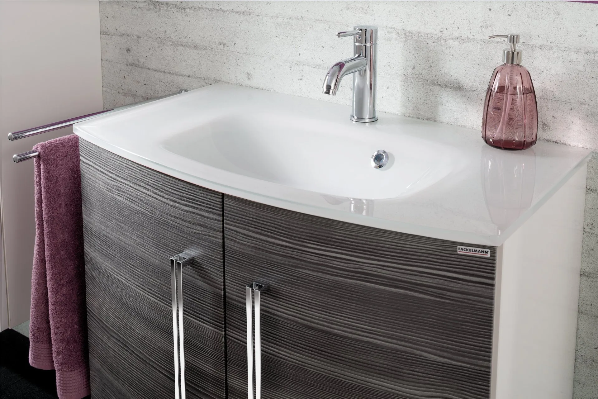 FACKELMANN LUGANO Waschbecken 80,5 cm breit, Weiß, Glas