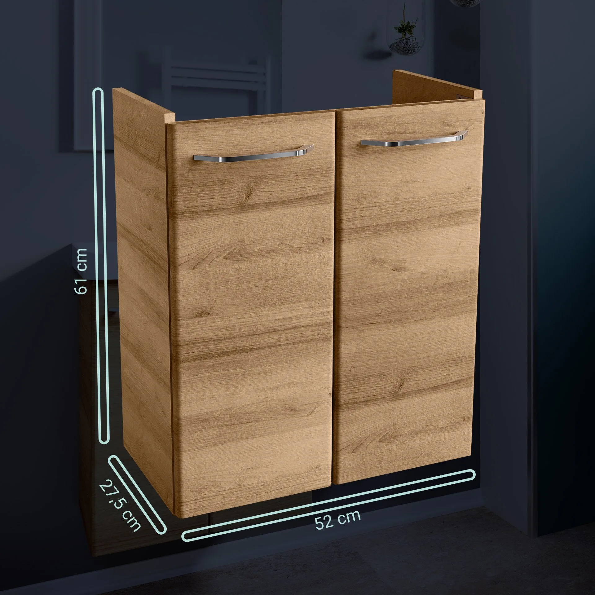 FACKELMANN MILANO Waschbeckenunterschrank Gäste WC 52 cm breit, Braun hell