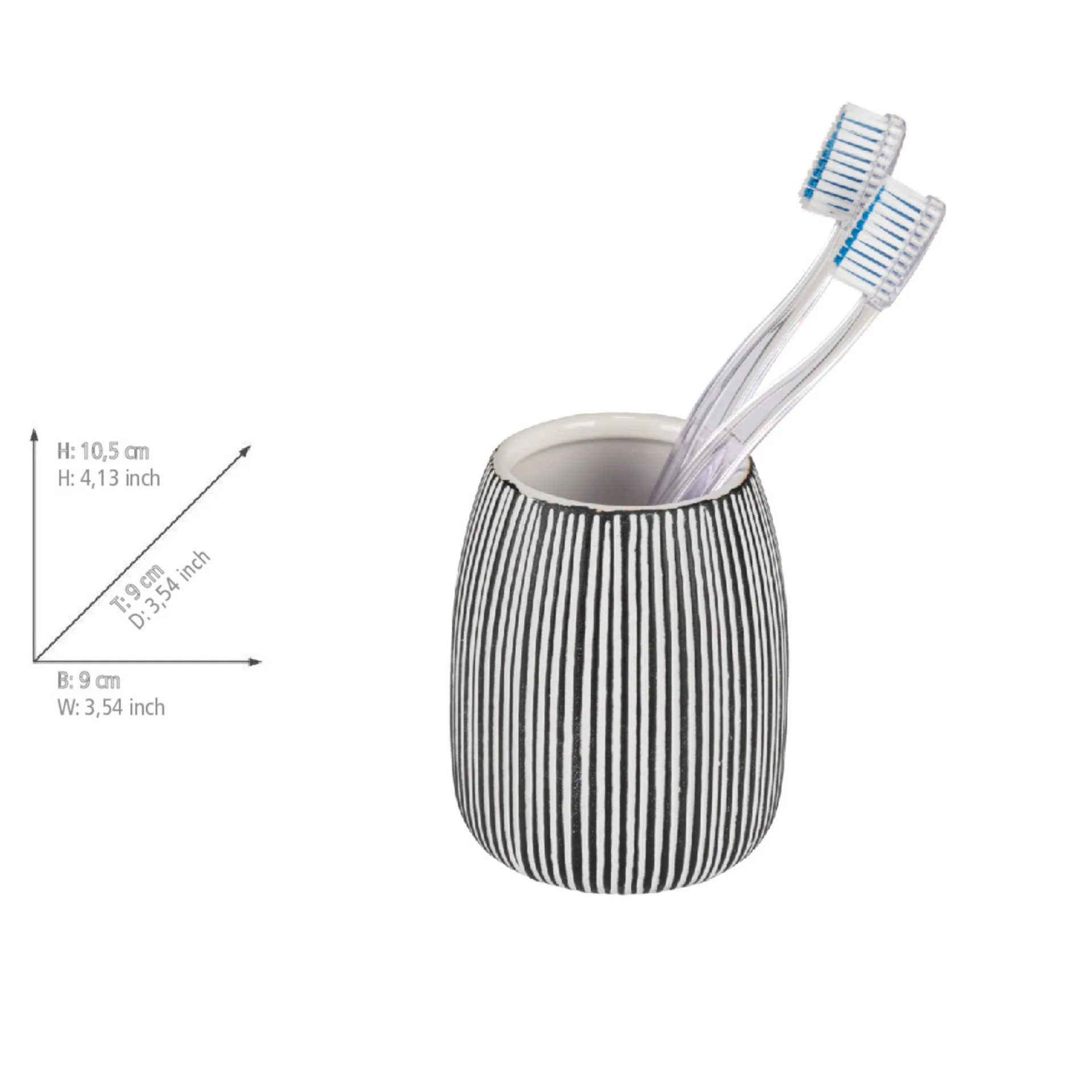 WENKO PASCOLI Accessoire Set, Weiß/Schwarz, Zahnputzbecher, Seifenspender, Keramik