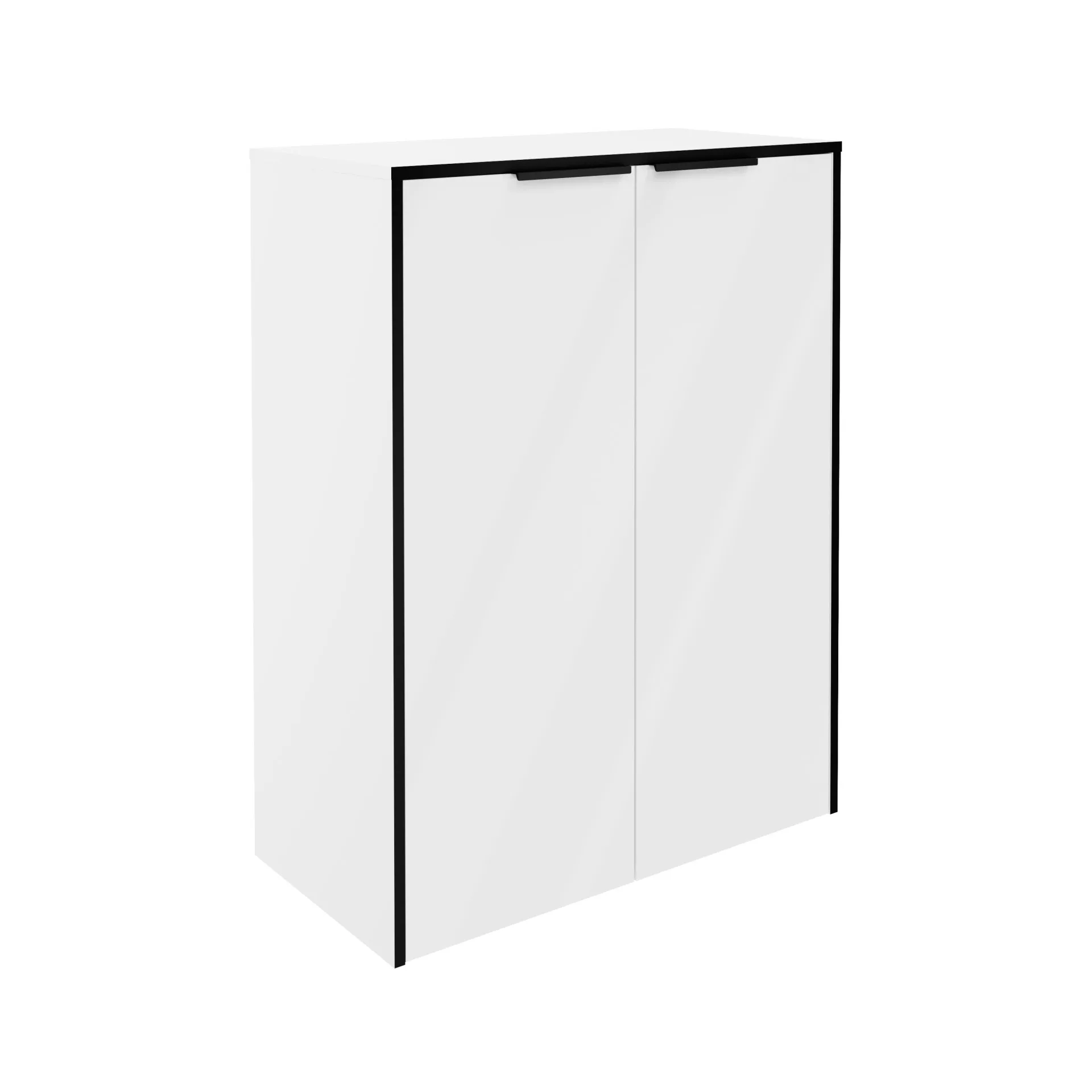FACKELMANN FLAIR Doppel Midischrank 63 cm breit, Weiß/Anthrazit mit Wäschekorb