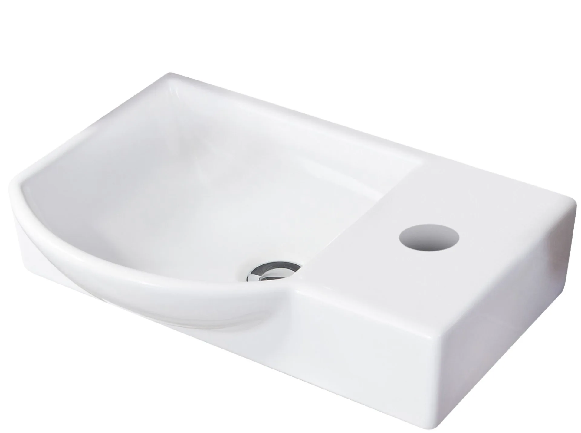 FACKELMANN SBC B.PERFEKT Gäste WC Waschtisch Set 45 cm breit, Weiß/Anthrazit Holzoptik, Waschbecken Keramik Weiß, Türanschlag links