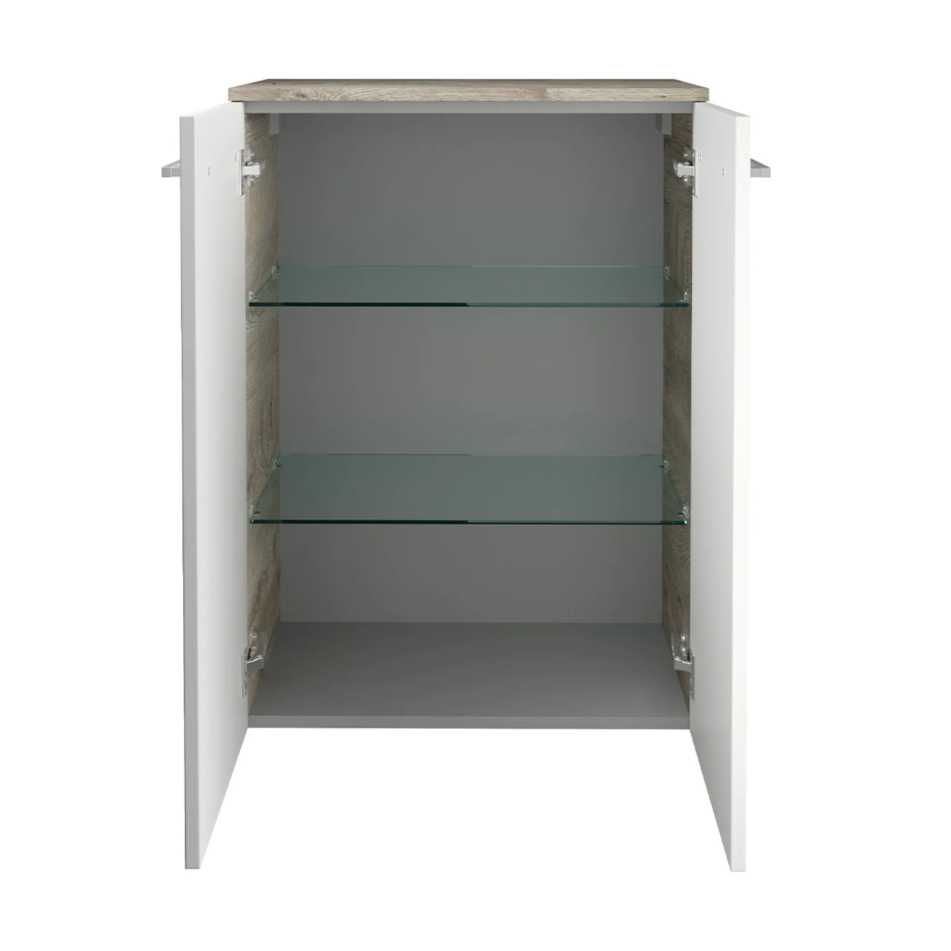 FACKELMANN B.STYLE Doppel Midischrank 60 cm breit, Weiß/Braun hell