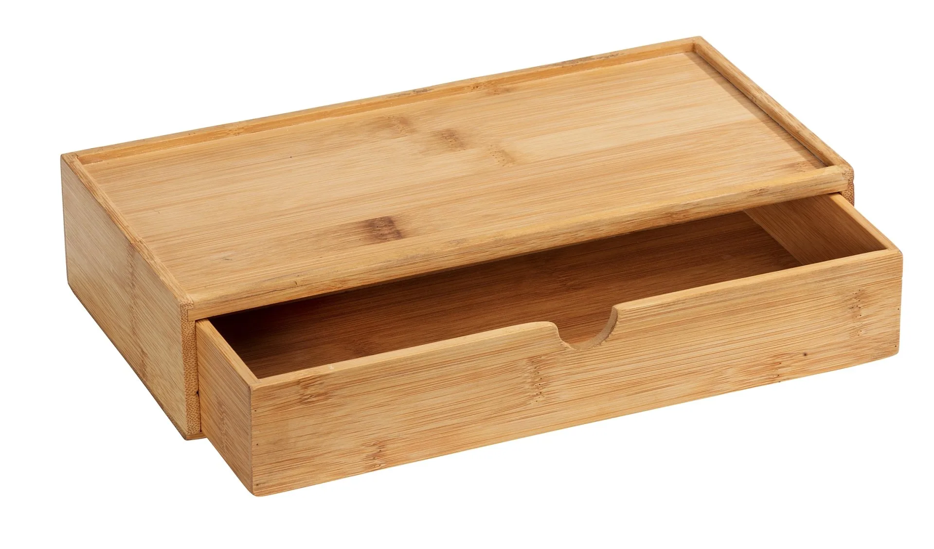 WENKO TERRA Aufbewahrungsbox, Braun, mit Schublade, aus Bambus