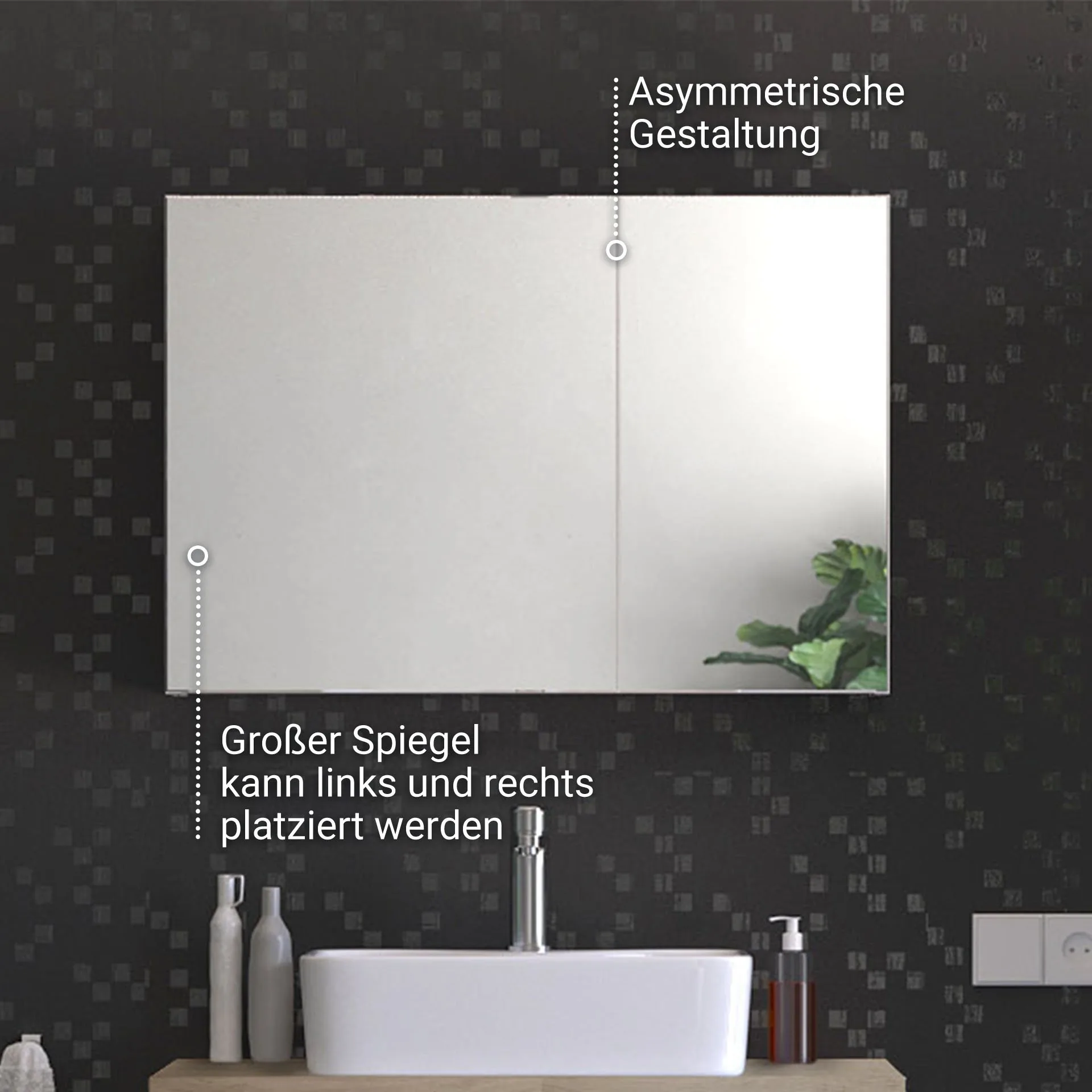 BADEDU GERS Spiegelschrank 80 cm breit, Weiß