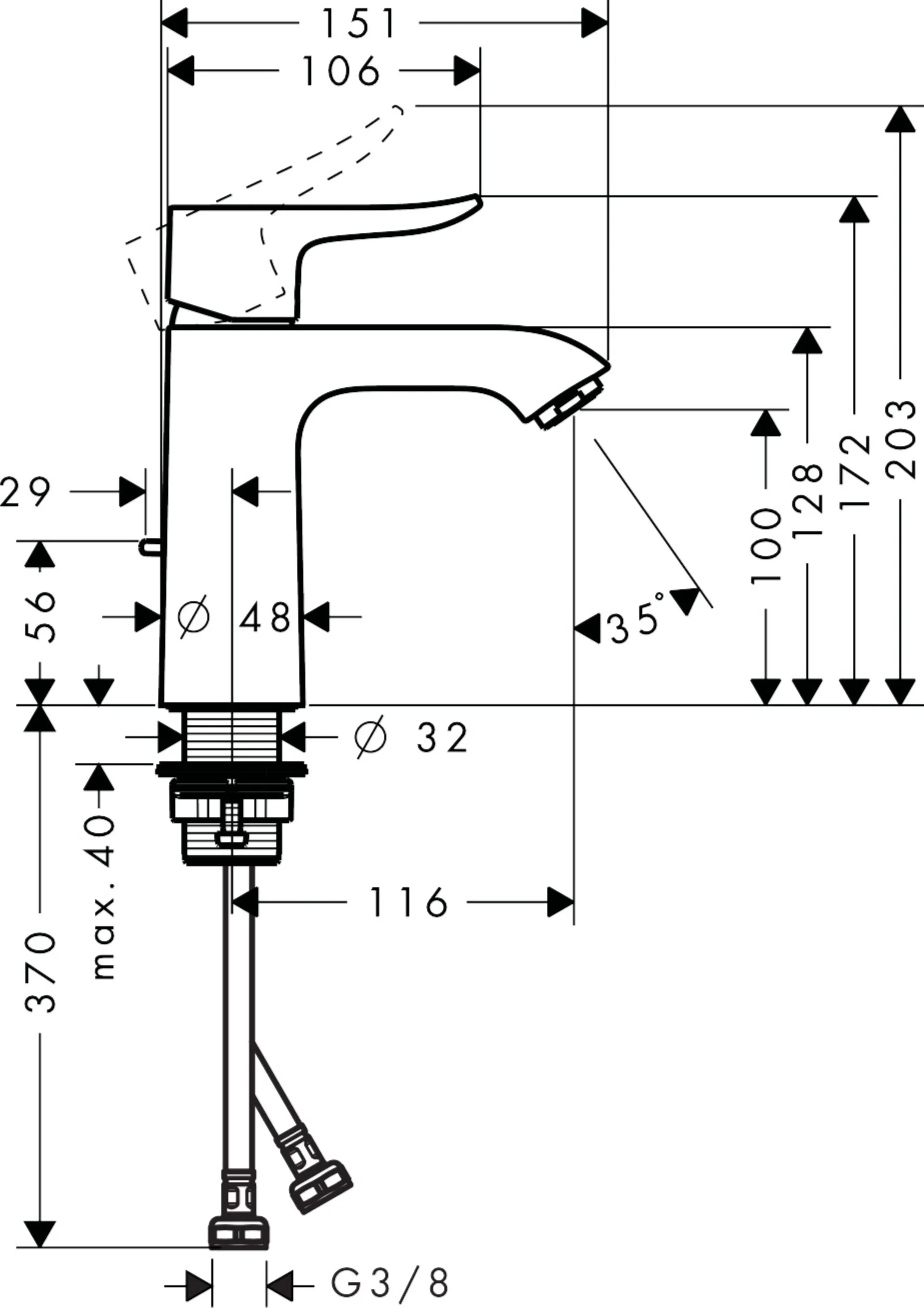 hansgrohe Waschtischarmatur 110 METRIS Chrom