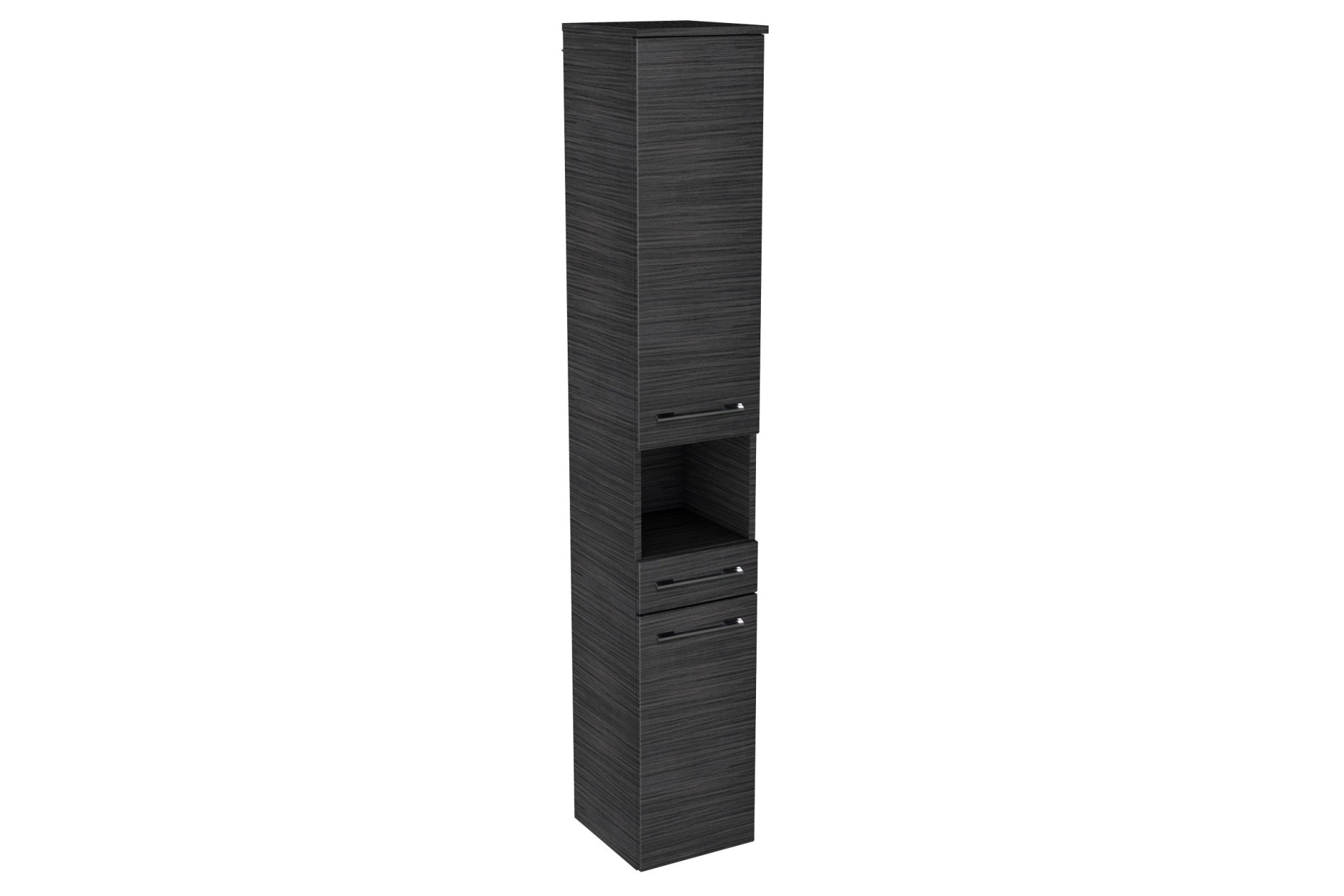 Lanzet Hochschrank mit Nische 30 cm, links, Schwarz
