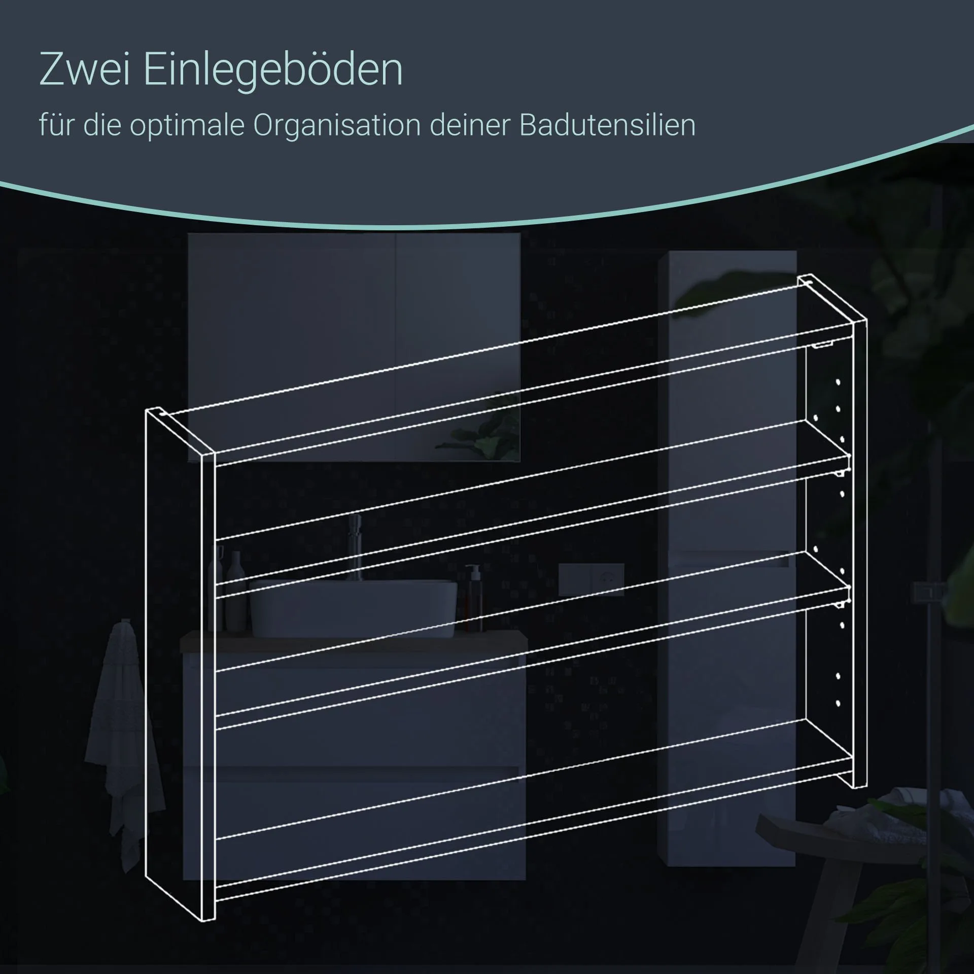BADEDU GERS Spiegelschrank 80 cm breit, Weiß