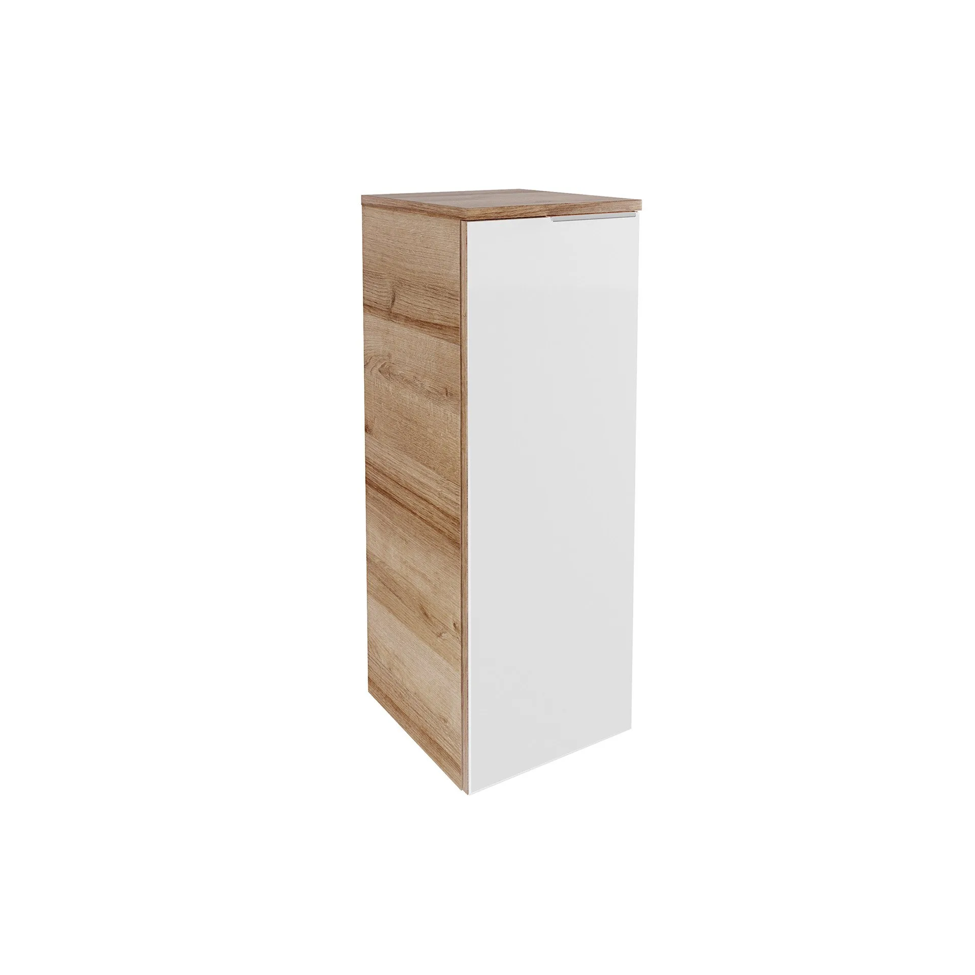 Fackelmann B.BRILLANT Midischrank, 30 cm breit, Weiß Glas/Braun hell