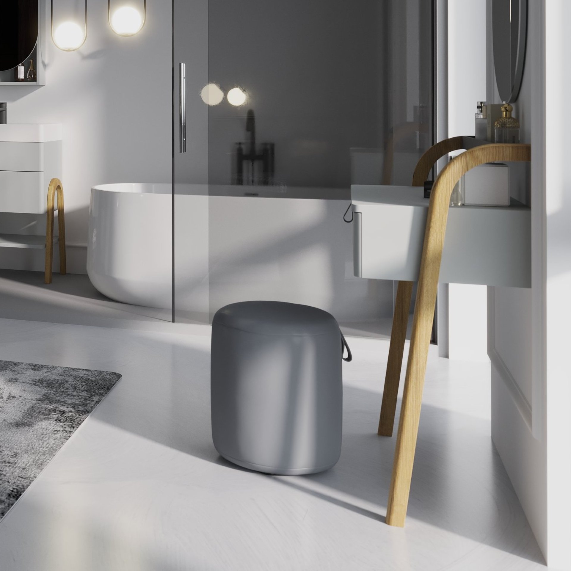 BADEDU PINA Badhocker 34 cm breit, Grau