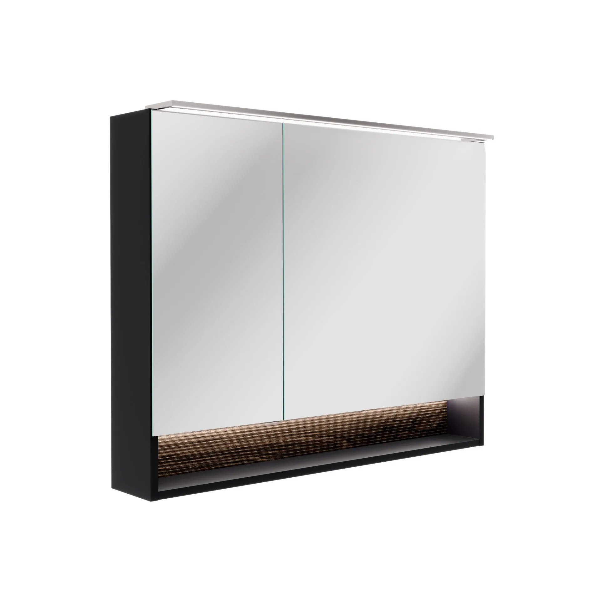 FACKELMANN B.PARIS LED Spiegelschrank 90 cm breit, Braun Dunkel/Schwarz