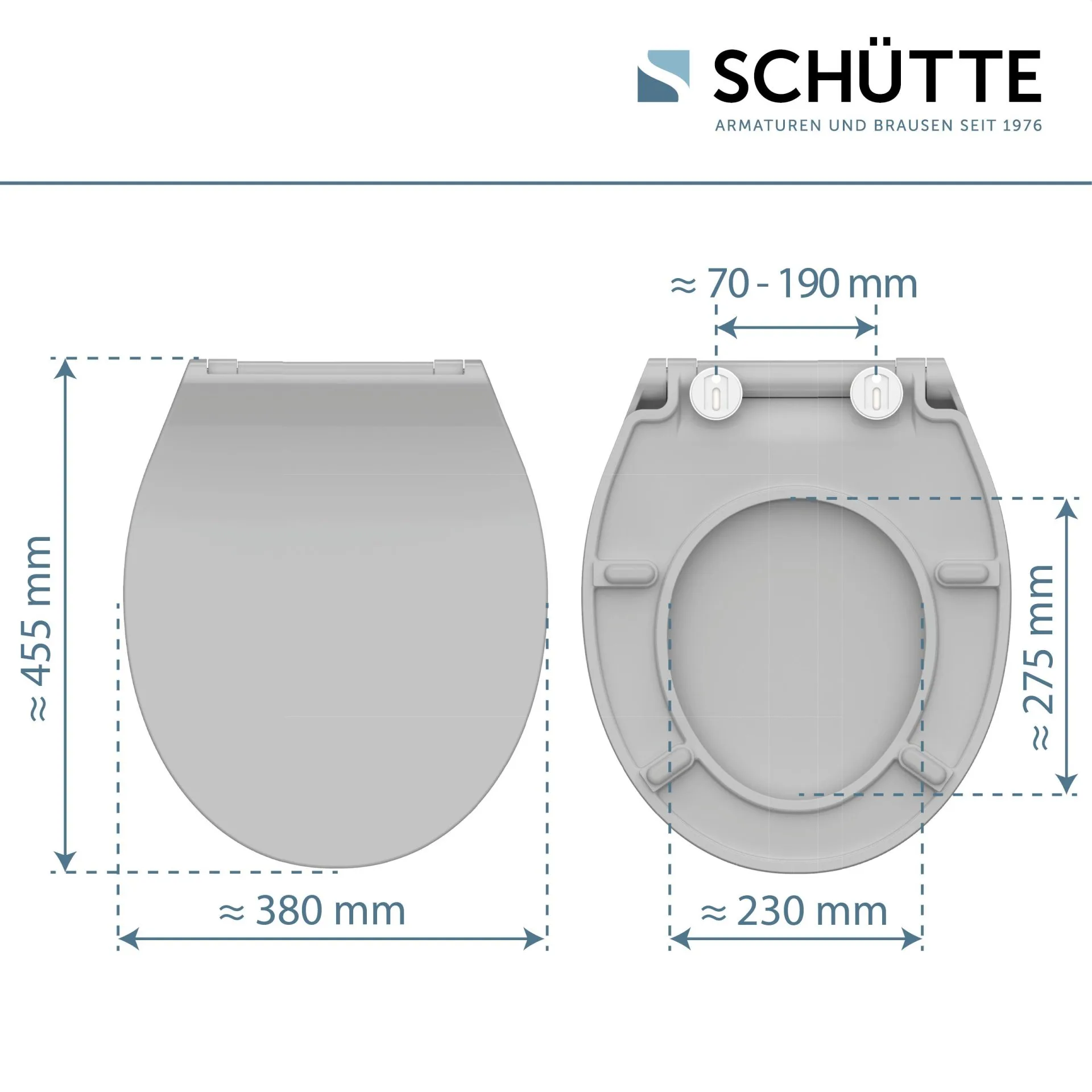 SCHÜTTE SLIM GREY WC-Sitz, Kunststoff, mit Absenkautomatik und Schnellverschluss
