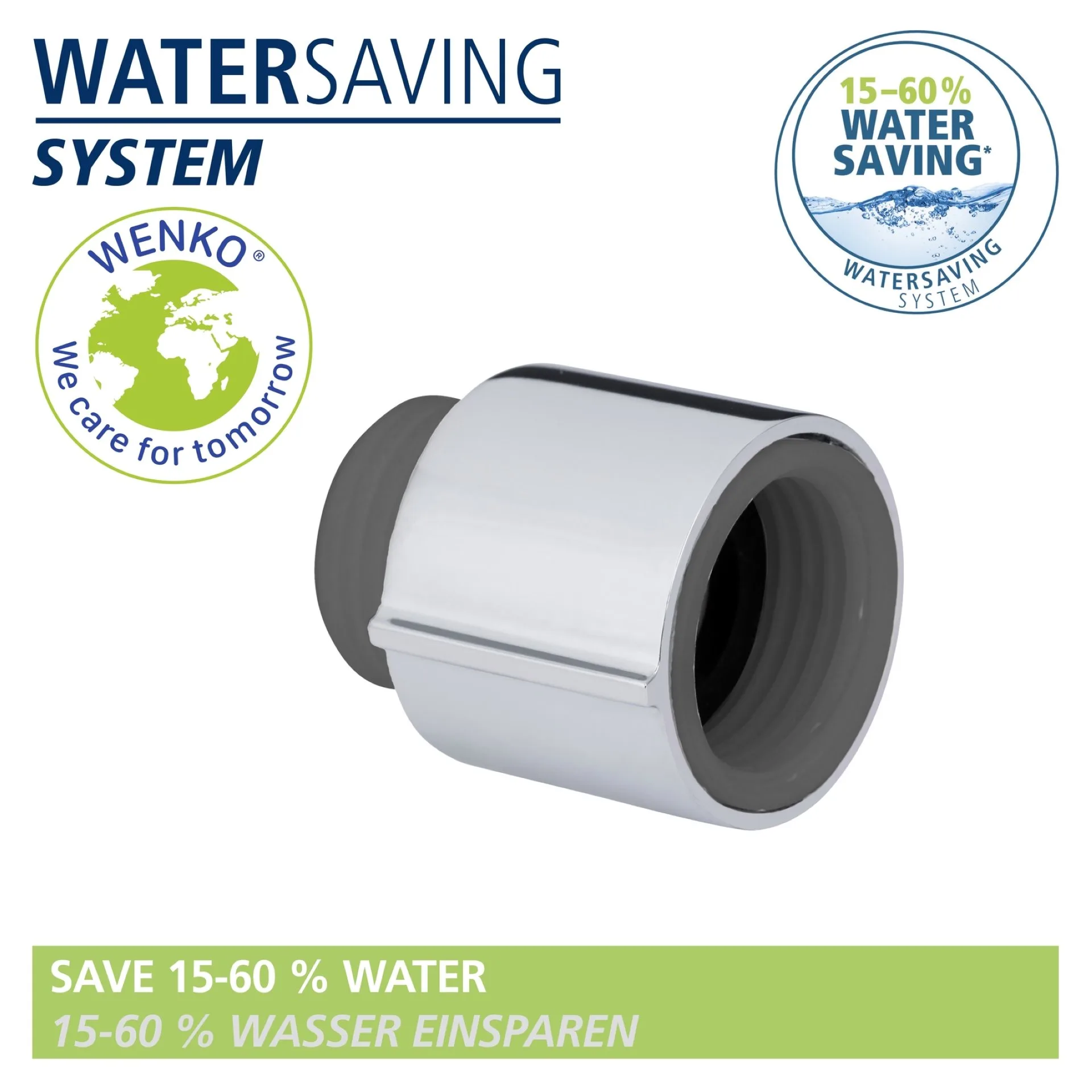 WENKO YOUNG ECO Duschsystem, Chrom, mit Wassersparsystem, 5 verschiedene Wasserstrahlarten, Duschthermostat