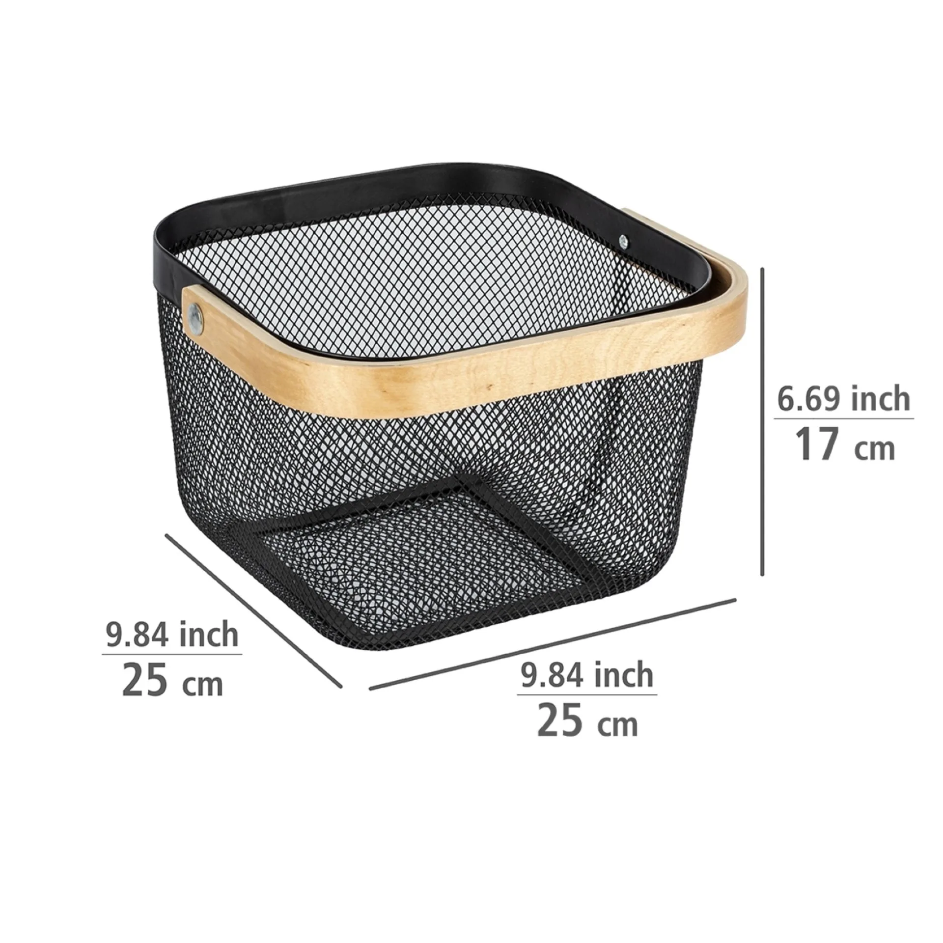 WENKO BAMBUSA Aufbewahrungskorb, Schwarz/Braun, aus Bambus/Edelstahl