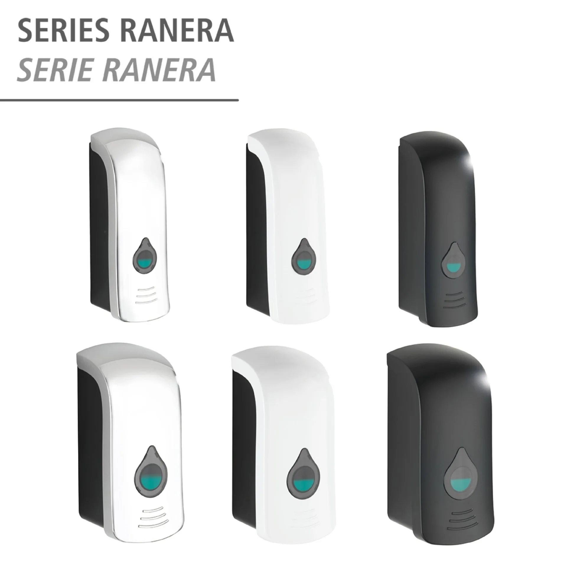 WENKO RANERA Seifenspender 740 ml, Weiß/Schwarz, Desinfektionsmittelspender