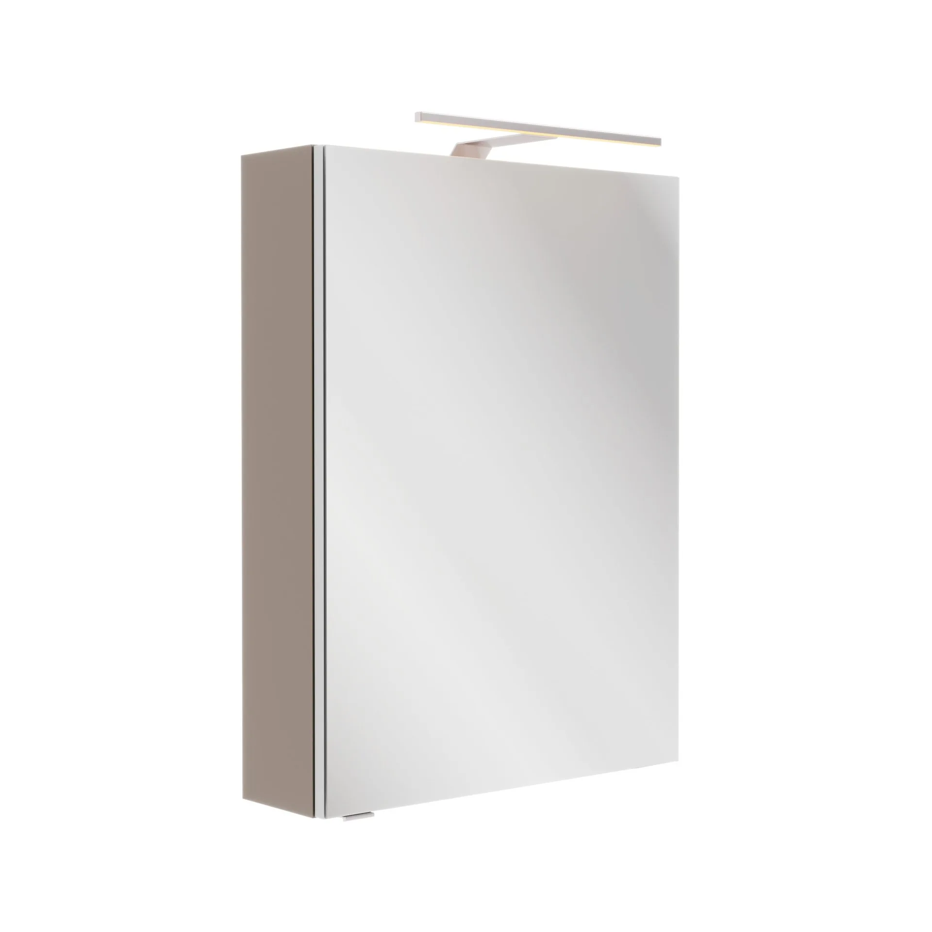 FACKELMANN SBC B.PARIS Gäste WC Spiegelschrank 50 cm breit, Grau, Türanschlag rechts + Aufsatzleuchte
