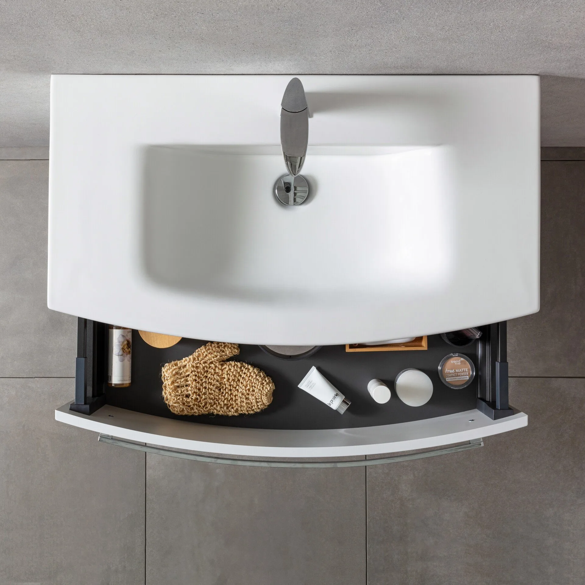 LANZET IMPULSO Waschbecken mit Unterschrank 90 cm breit, Weiß, Waschbecken Keramik Weiß