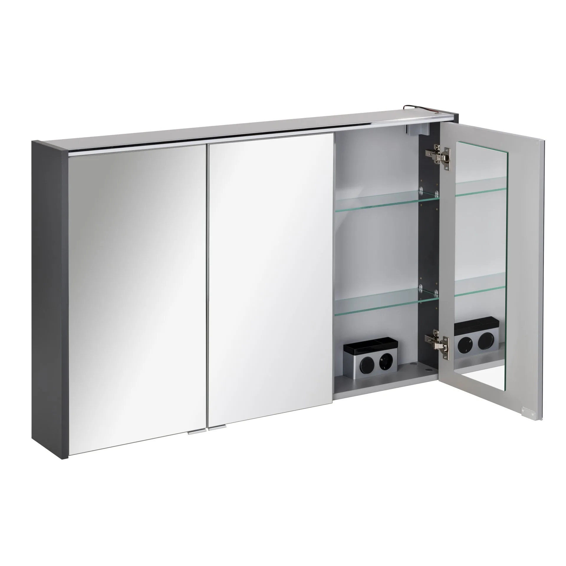 Fackelmann DENVER LED Spiegelschrank 110 cm breit, Anthrazit