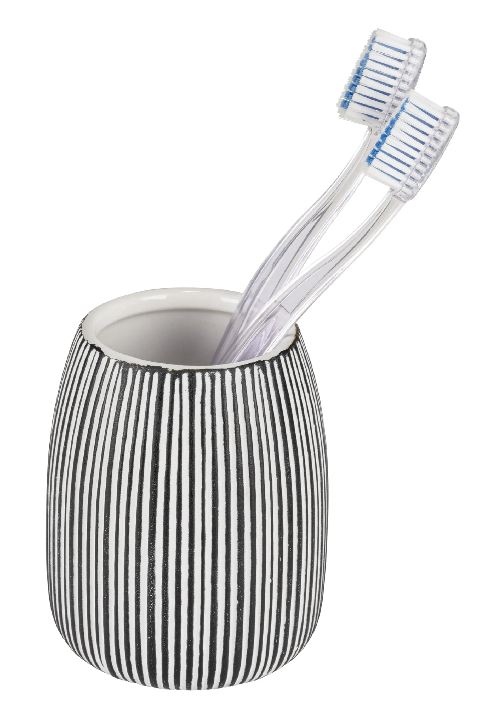 WENKO PASCOLI Accessoire Set, Weiß/Schwarz, Zahnputzbecher, Seifenspender, Keramik