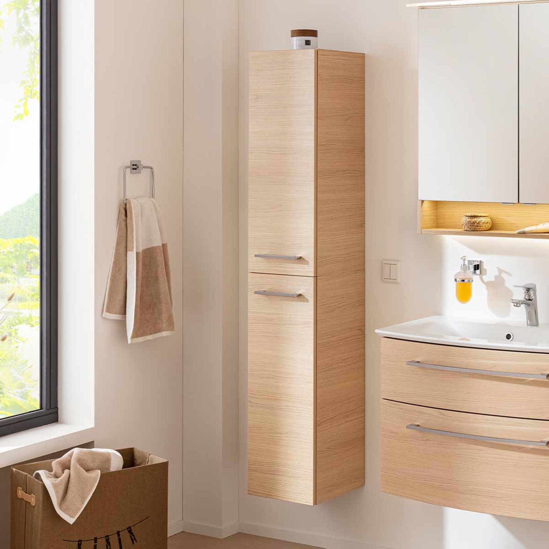 FACKELMANN B.STYLE Hochschrank 30 cm breit, Braun, Türanschlag links