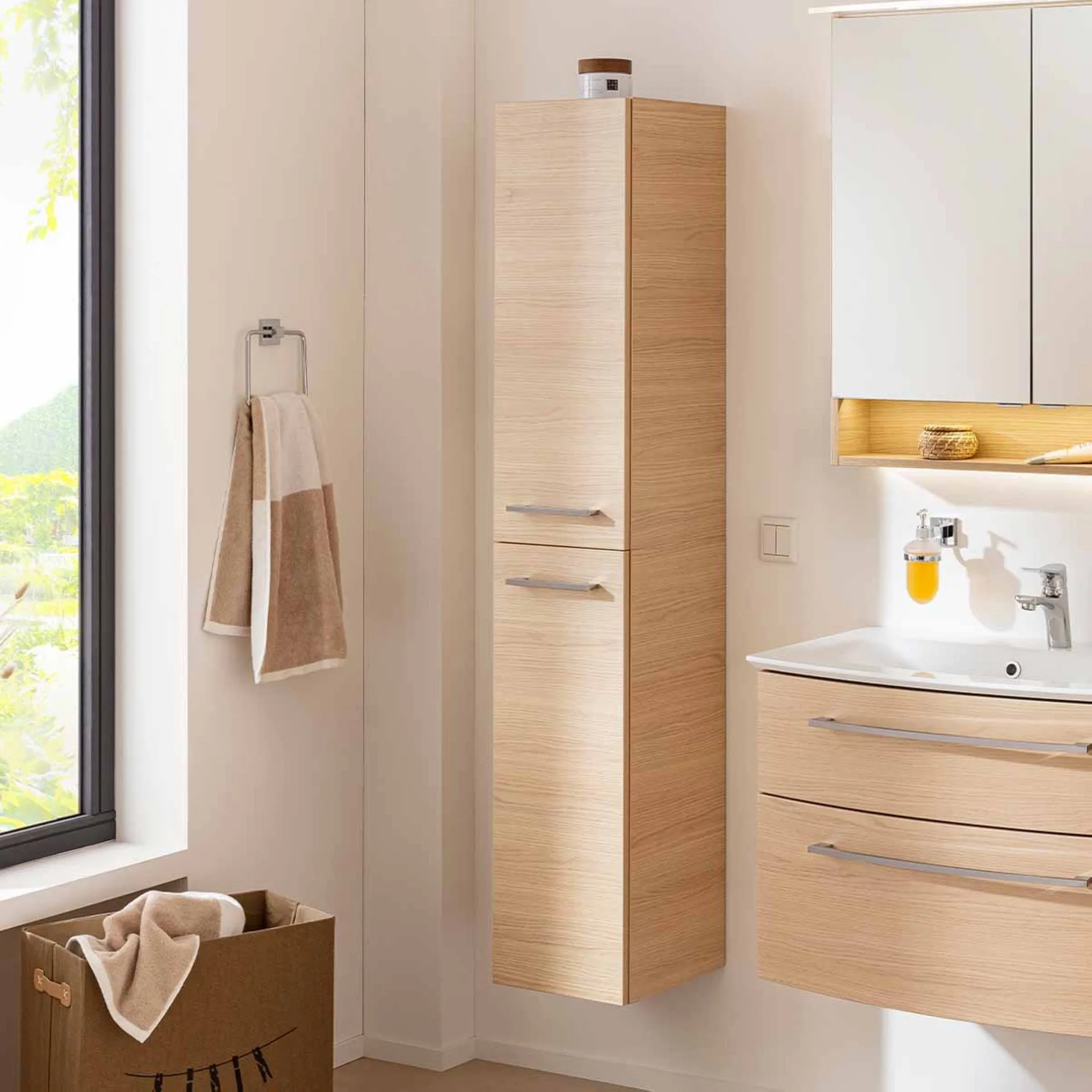 FACKELMANN B.STYLE Hochschrank 30 cm breit, Braun, Türanschlag links