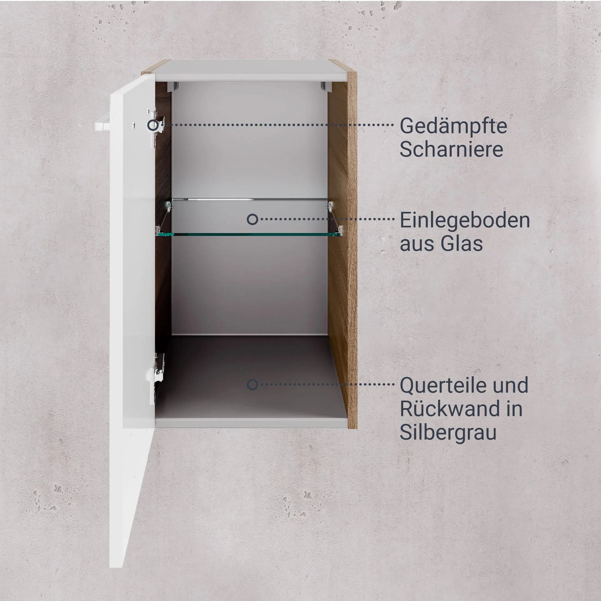 FACKELMANN VERONA Unterschrank 35 cm breit, Weiß Hochglanz, Türanschlag rechts