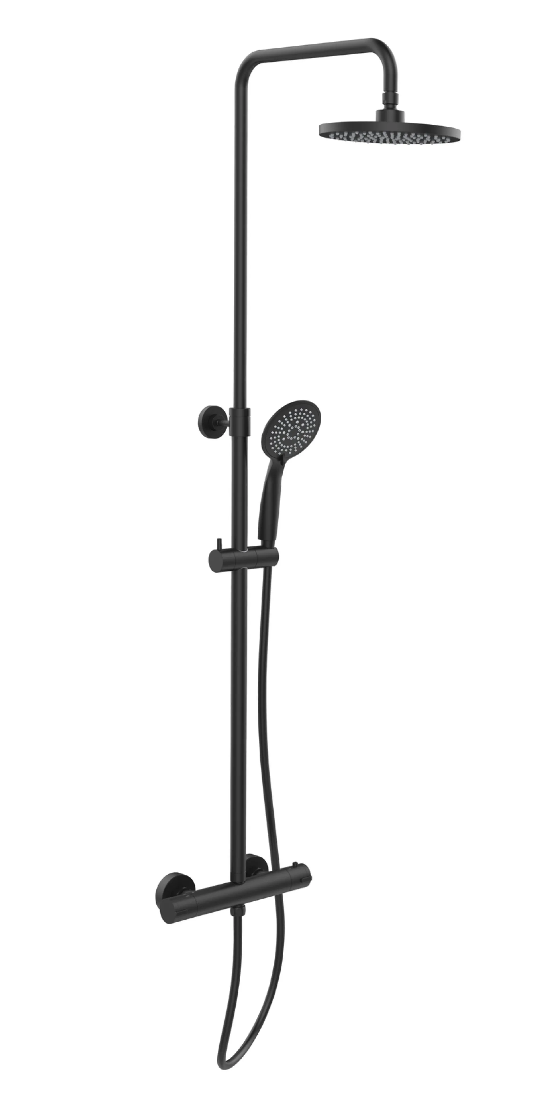 WENKO YOUNG ECO Duschsystem, Schwarz, mit Wassersparsystem, 5 verschiedene Wasserstrahlarten, Duschthermostat