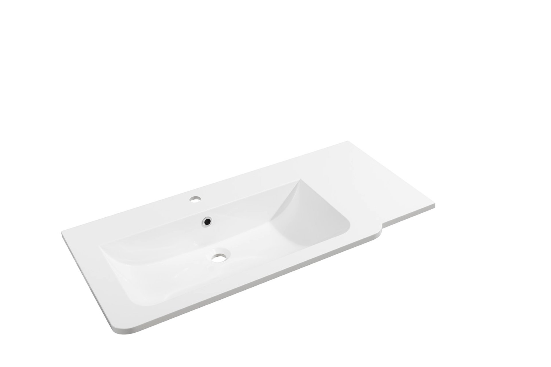 Fackelmann LUXOR Waschbecken 100 cm aus Gussmarmor, links, Weiß