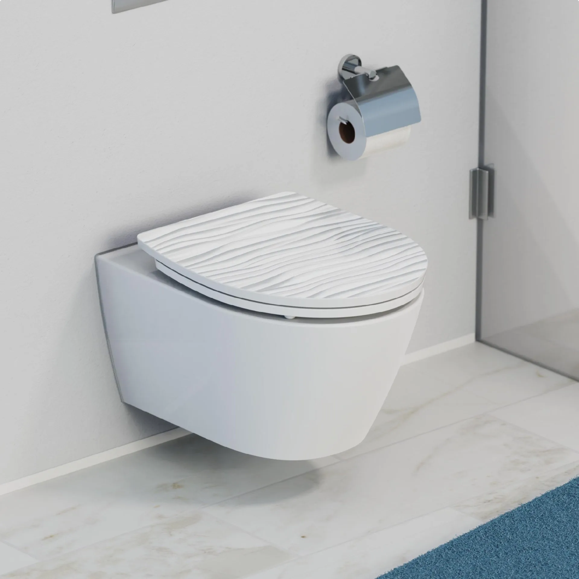 SCHÜTTE WHITE WAVE WC-Sitz, Kunststoff, mit Absenkautomatik und Schnellverschluss