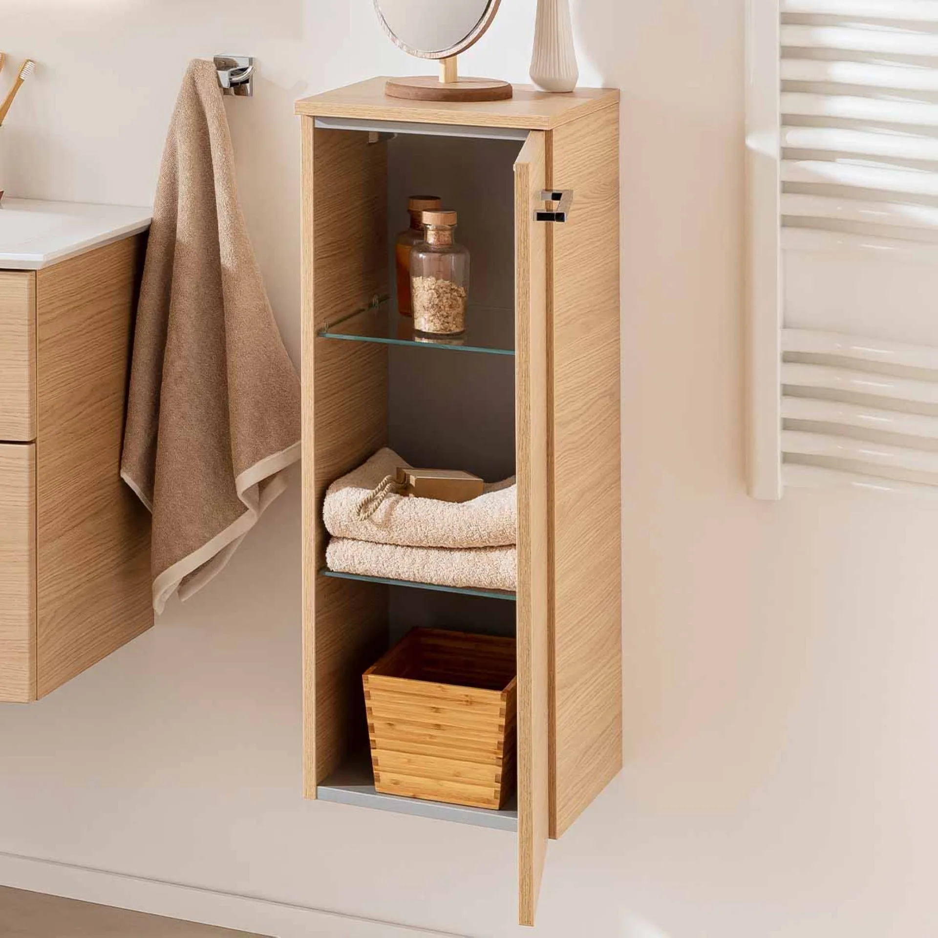 FACKELMANN B.STYLE Midischrank 30 cm breit, Braun, Türanschlag rechts