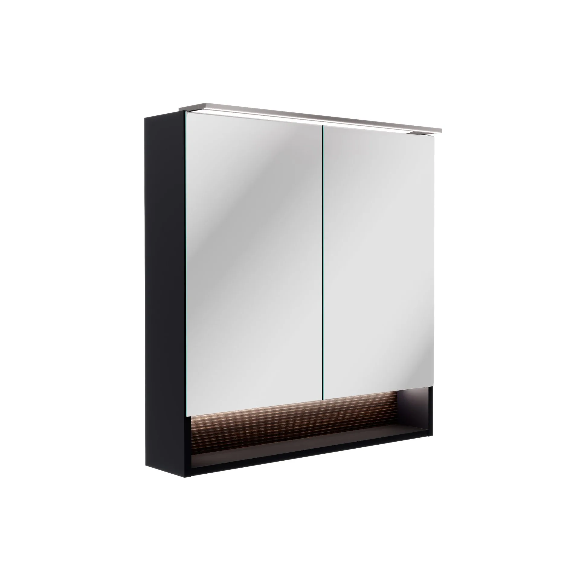 FACKELMANN B.PARIS LED Spiegelschrank 70 cm breit, Braun Dunkel/Schwarz