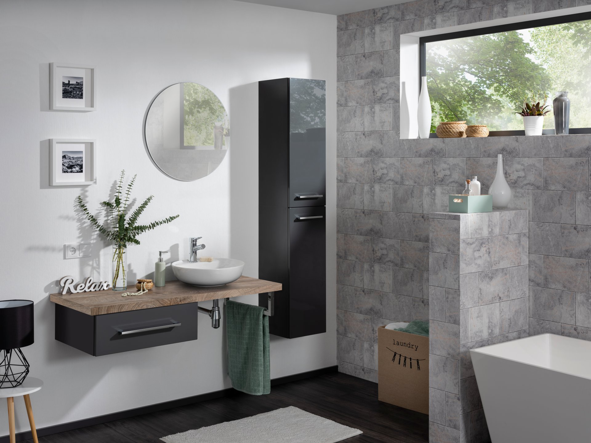 Fackelmann HYPE 3.0 Hochschrank 30cm, Schwarz/Anthrazit