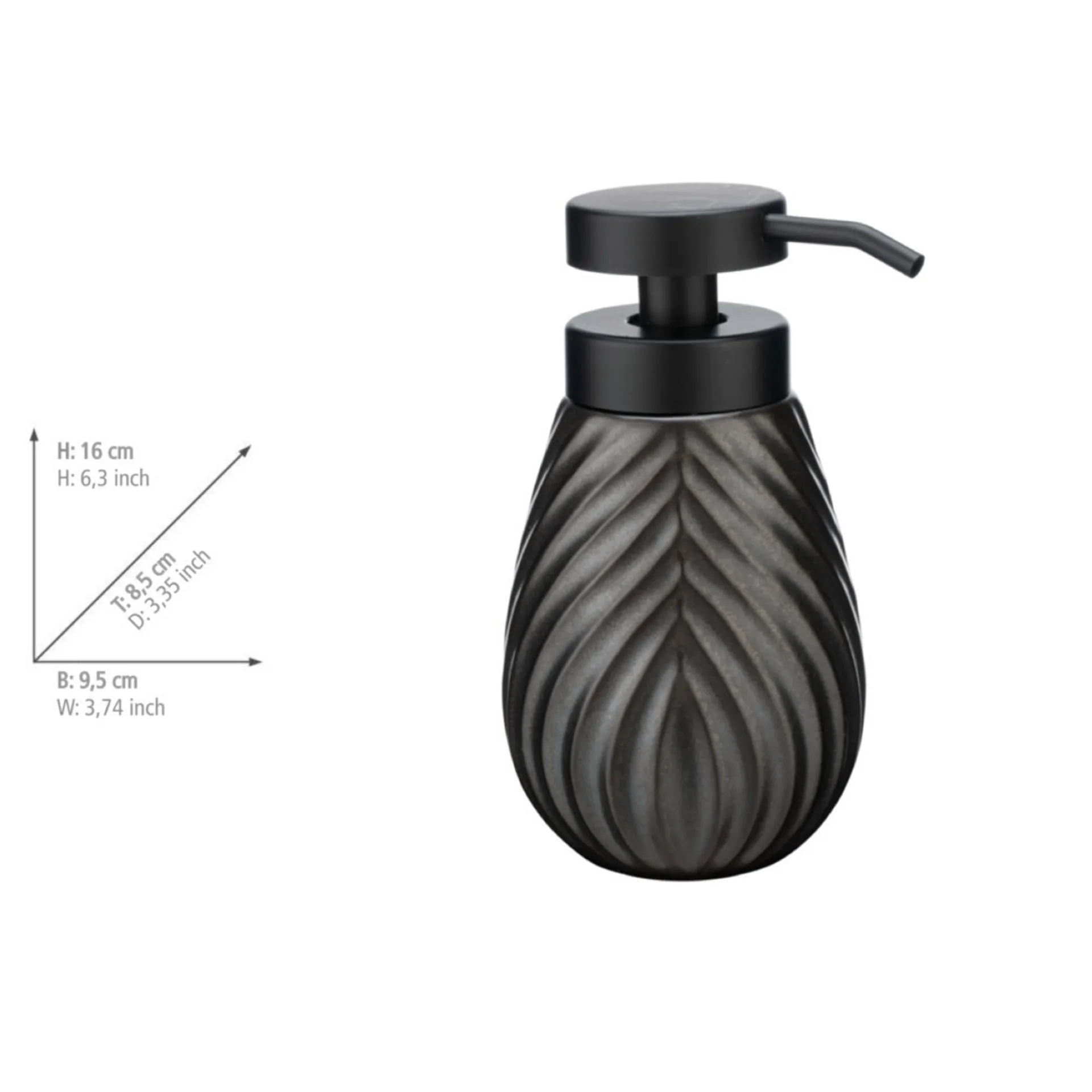 WENKO IDRO Accessoire Set, Schwarz, Zahnputzbecher, Seifenspender, Keramik