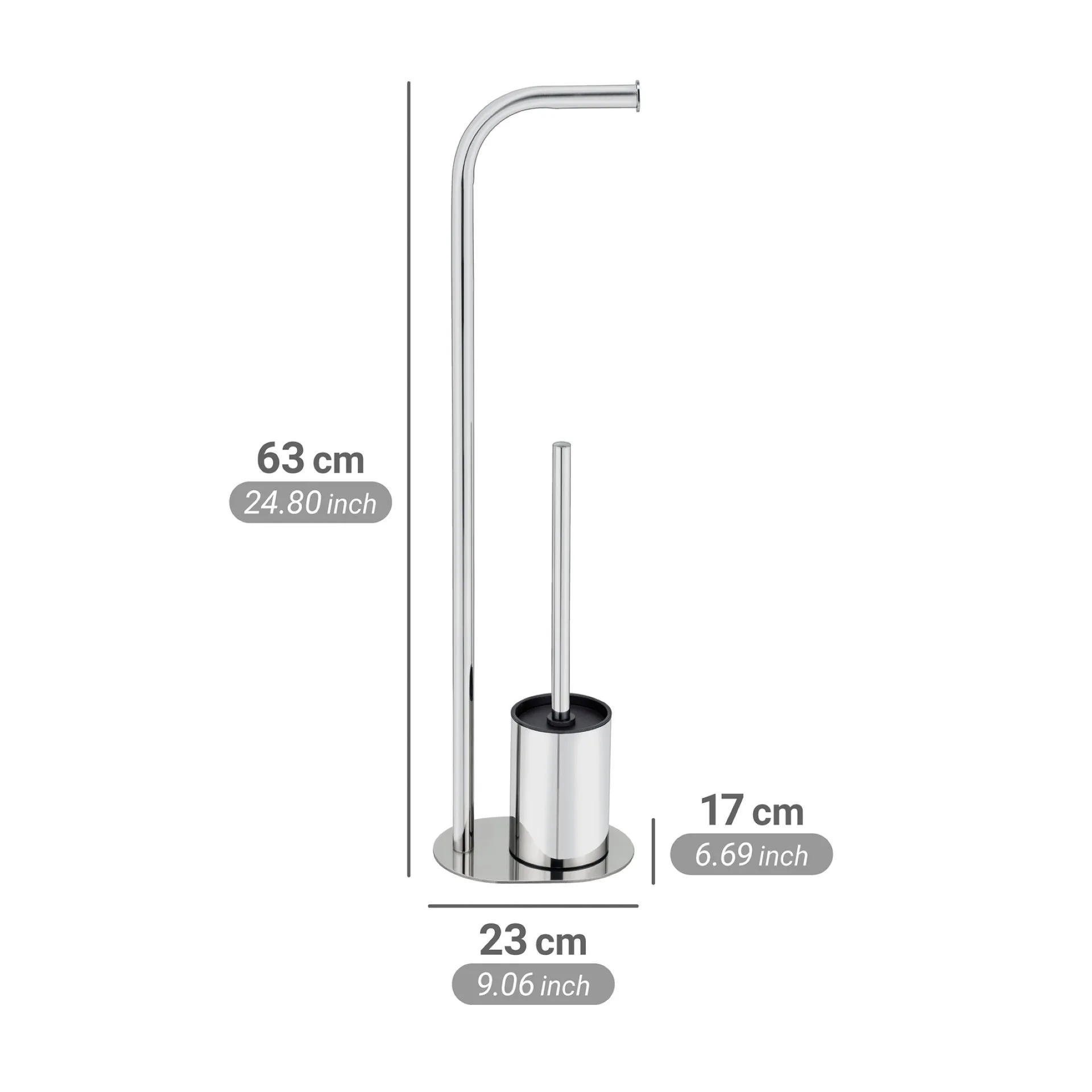 WENKO LEVANTE WC-Garnitur, Silber glänzend, mit Toilettenpapierhalter, stehend