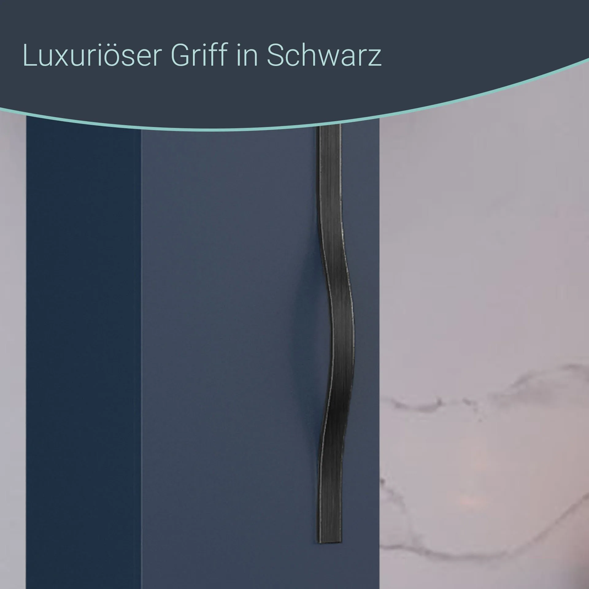 BADEDU FILS Hochschrank 33 cm breit, Blau, Griff Schwarz