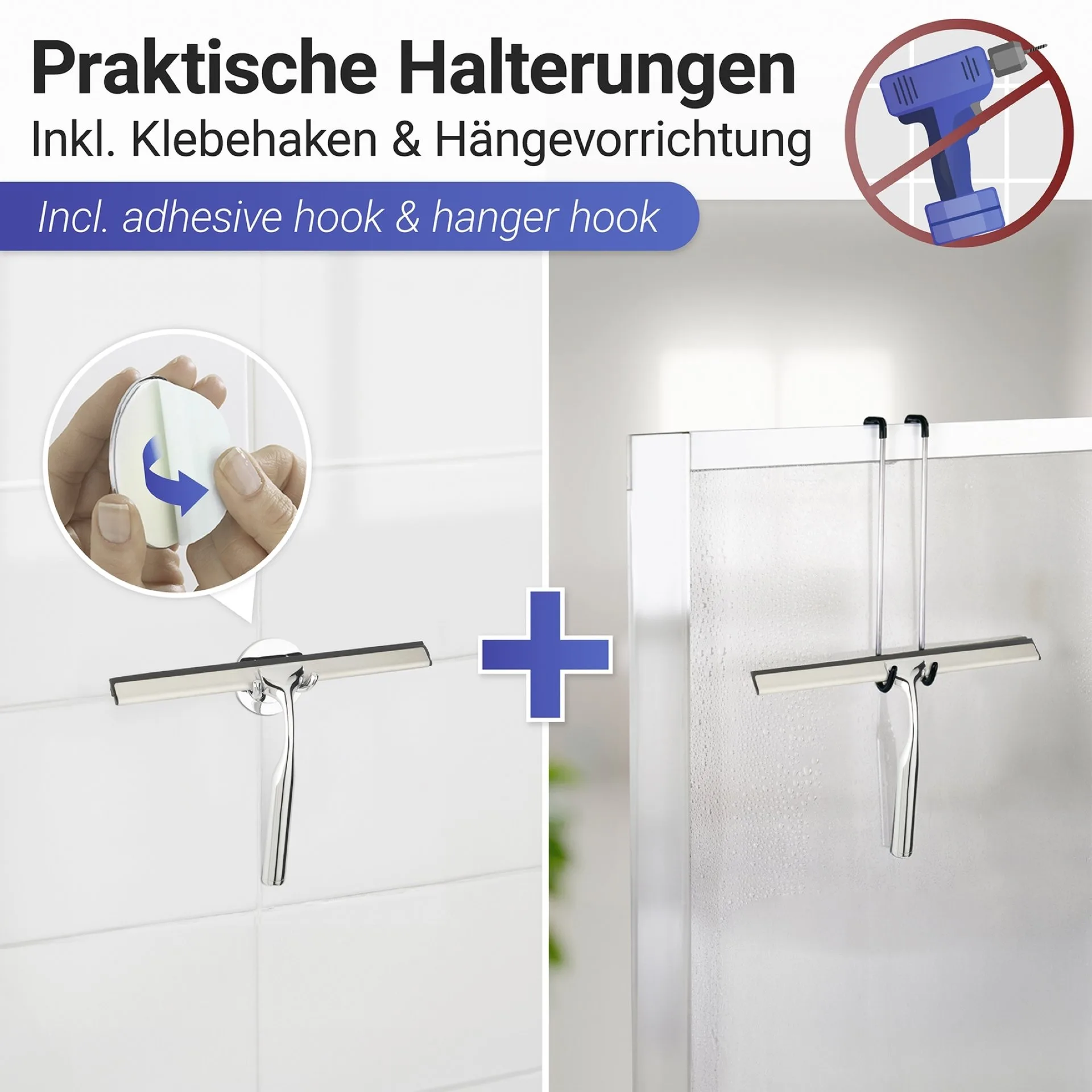 WENKO TERNI PLUS Duschabzieher, Chrom, mit Wandbefestigung, Befestigen ohne Boren