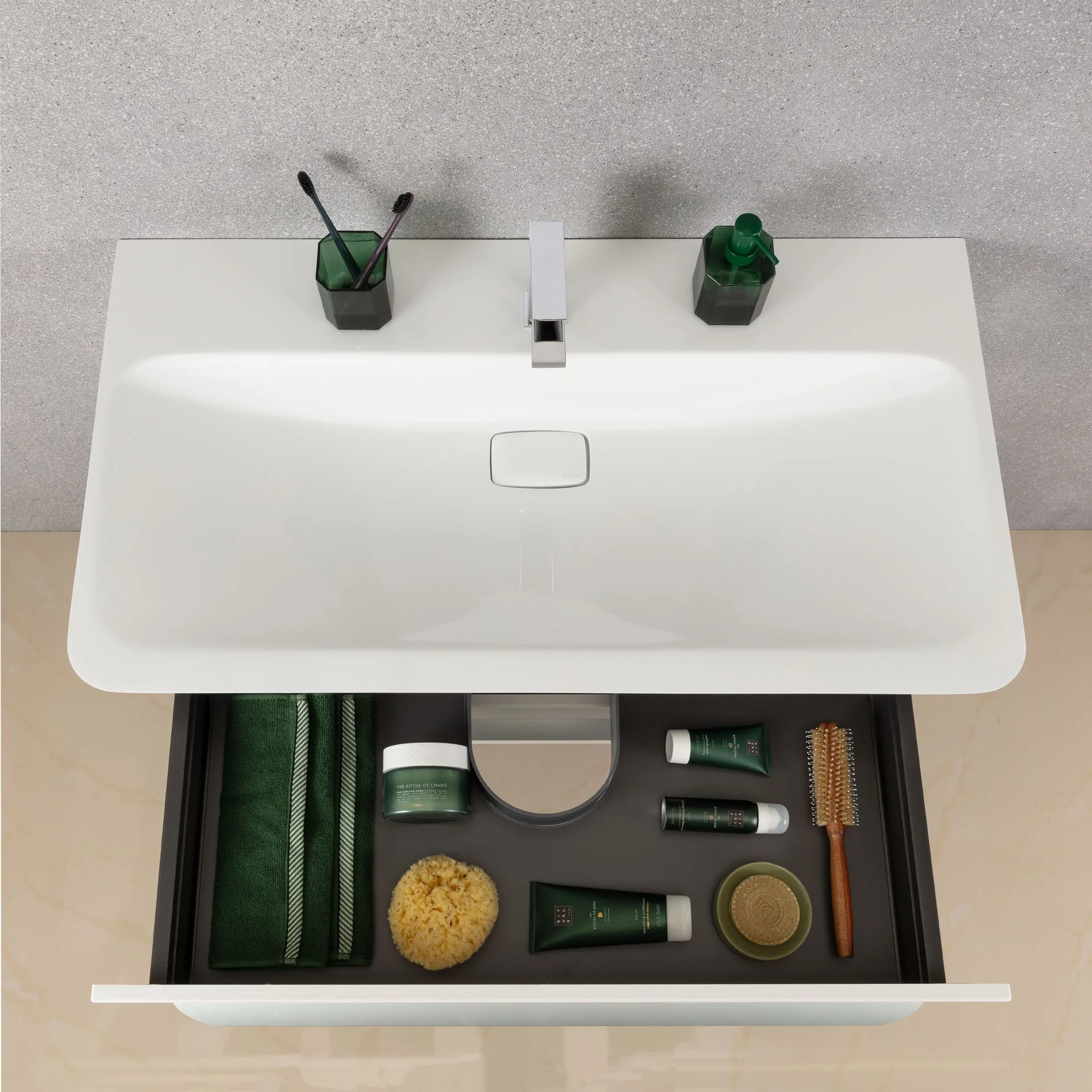 LANZET M9 Waschbeckenunterschrank 90 cm breit, Braun hell