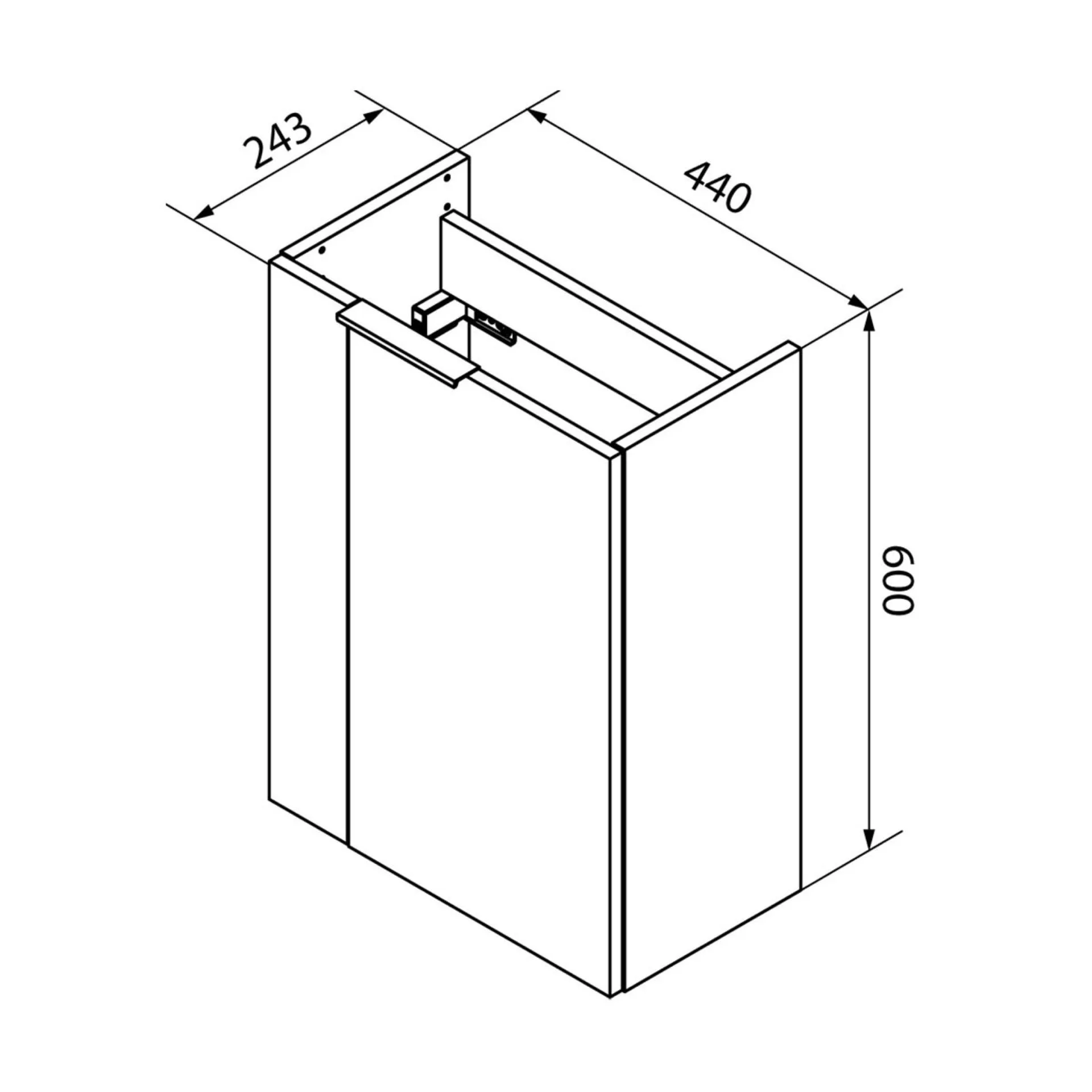FACKELMANN SBC LUNA Waschbeckenunterschrank Gäste WC 45 cm breit, Anthrazit, Türanschlag rechts